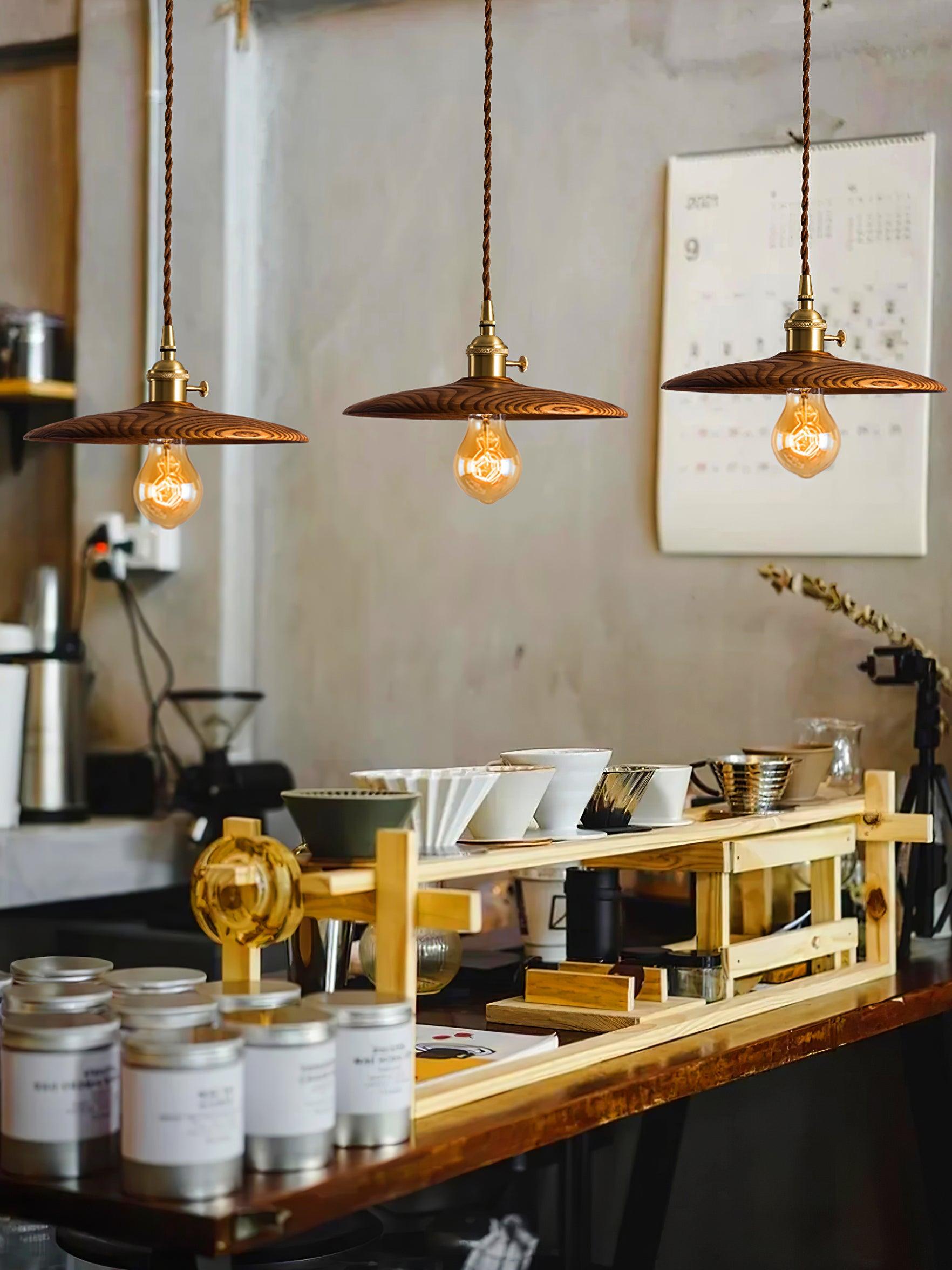 Walnut Conical Pendant Light - Letslighting
