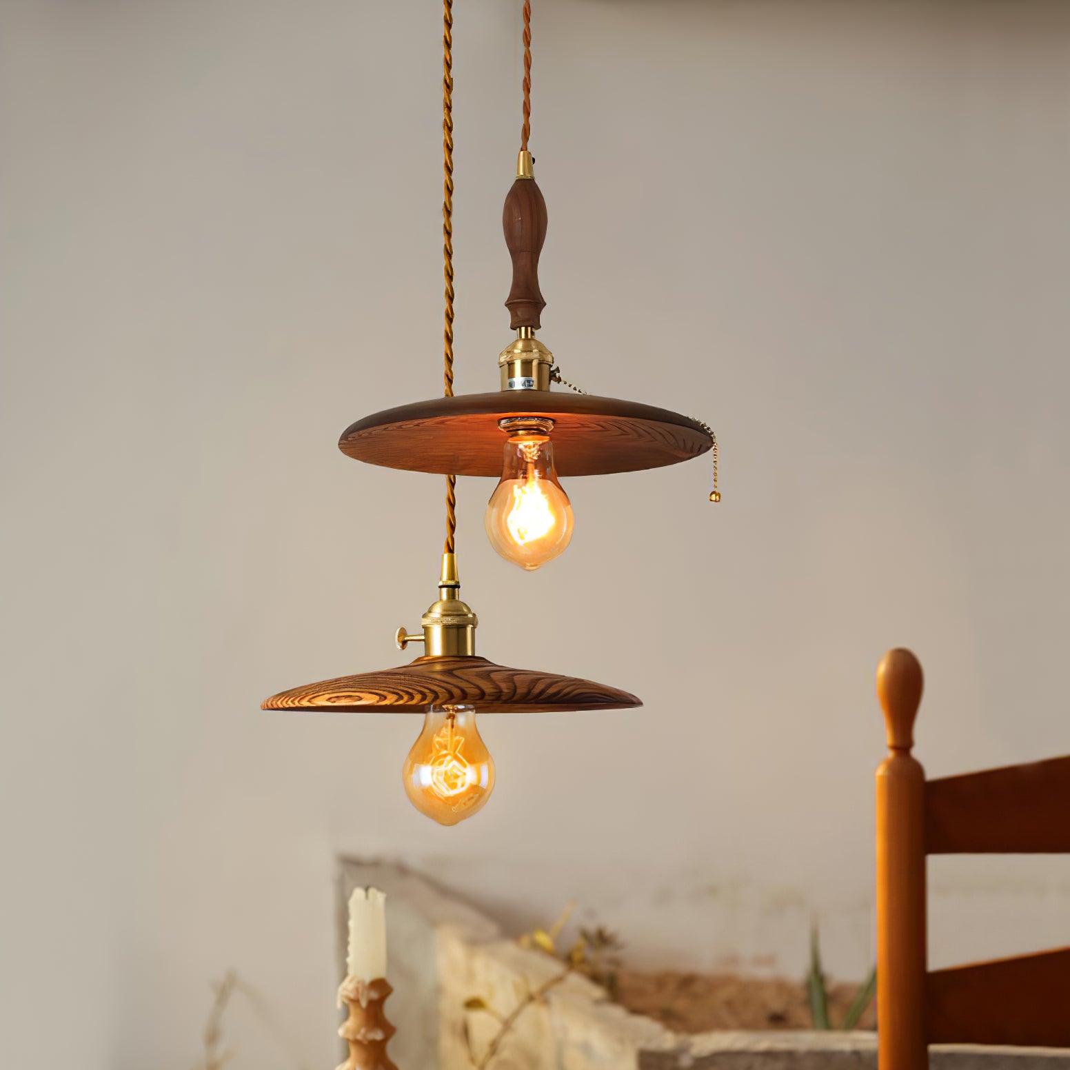 Walnut Conical Pendant Light - Letslighting