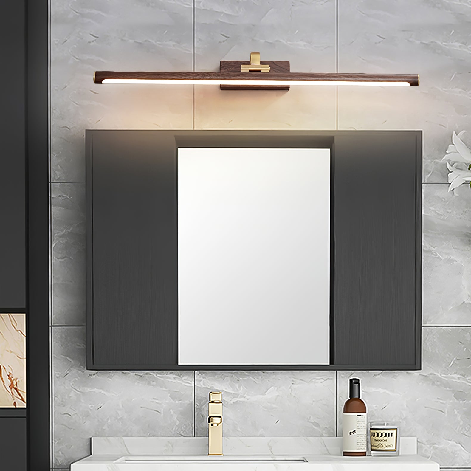 Walnut Color Linear LED Wall Light - Letslighting