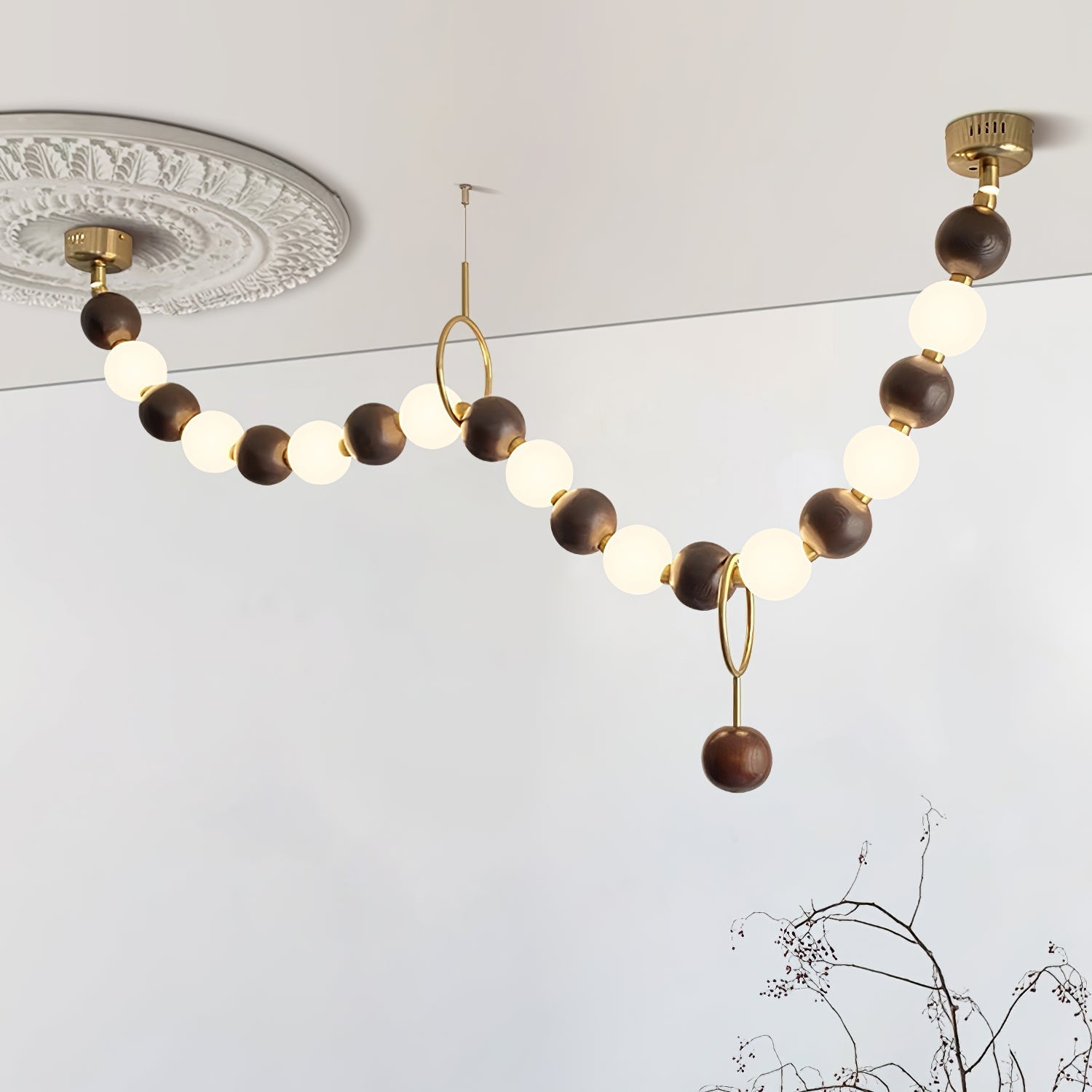Aurora Chandelier Walnut Bead Necklace - Letslighting