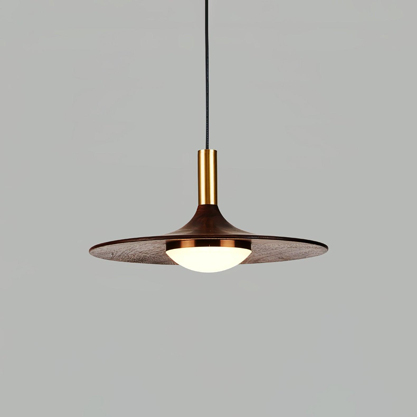Walnut Wood Dish Pendant Light - Letslighting