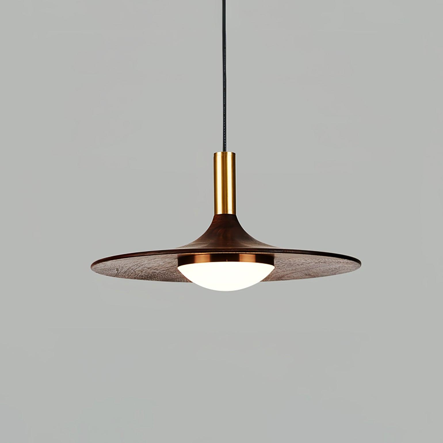 Walnut Wood Dish Pendant Light - Letslighting