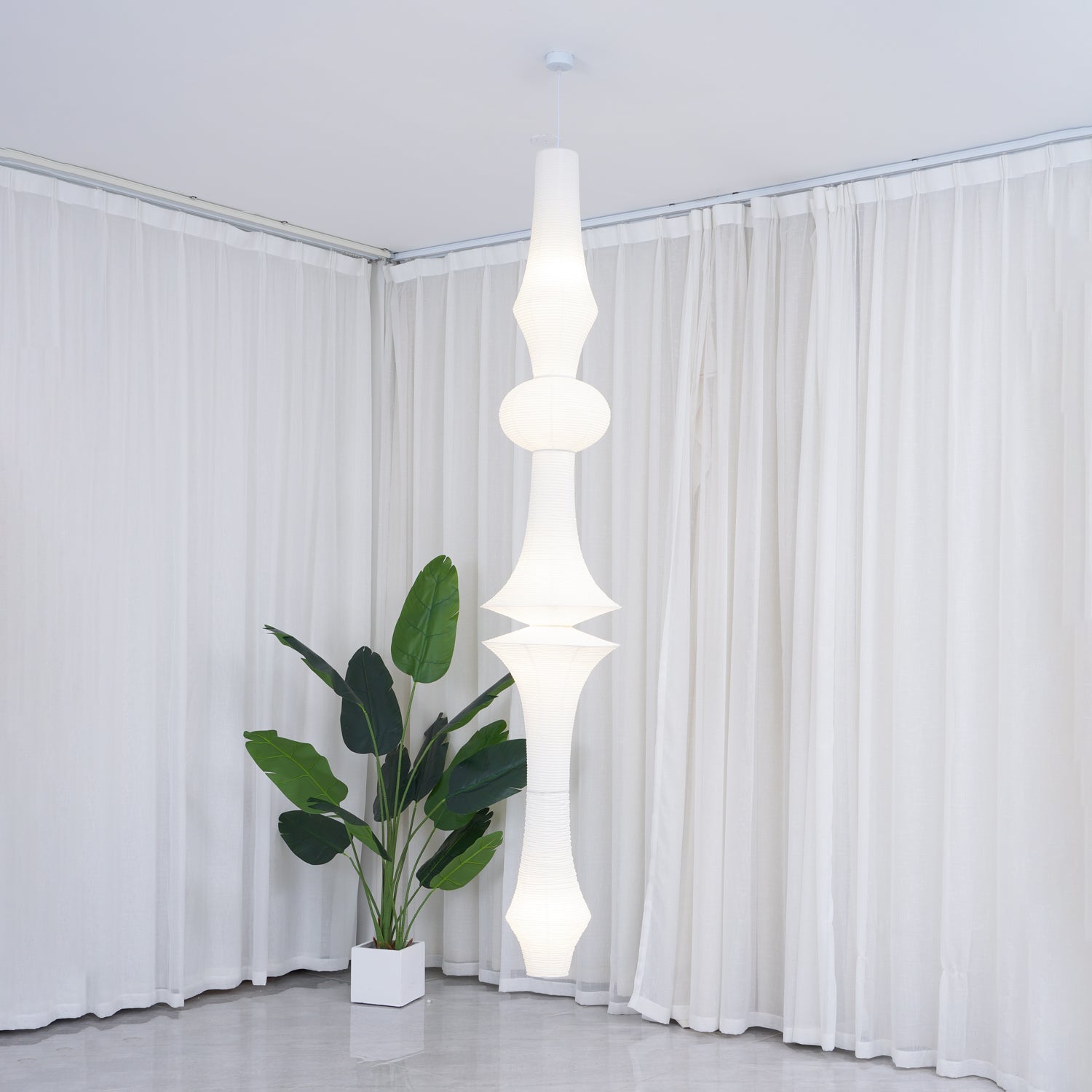 Ritta Lámpara Colgante Vertical Escultural de Papel
