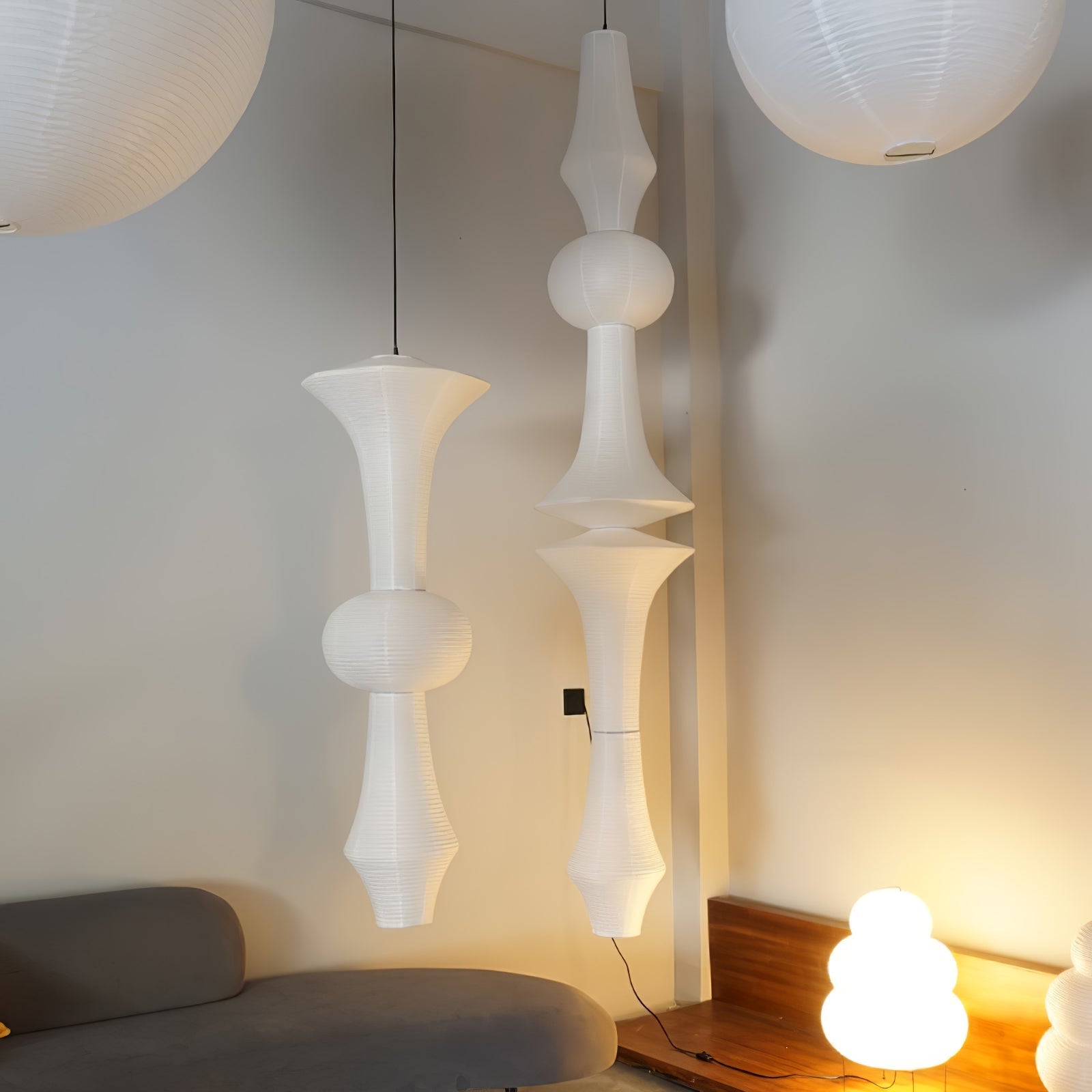Ritta Lámpara Colgante Vertical Escultural de Papel