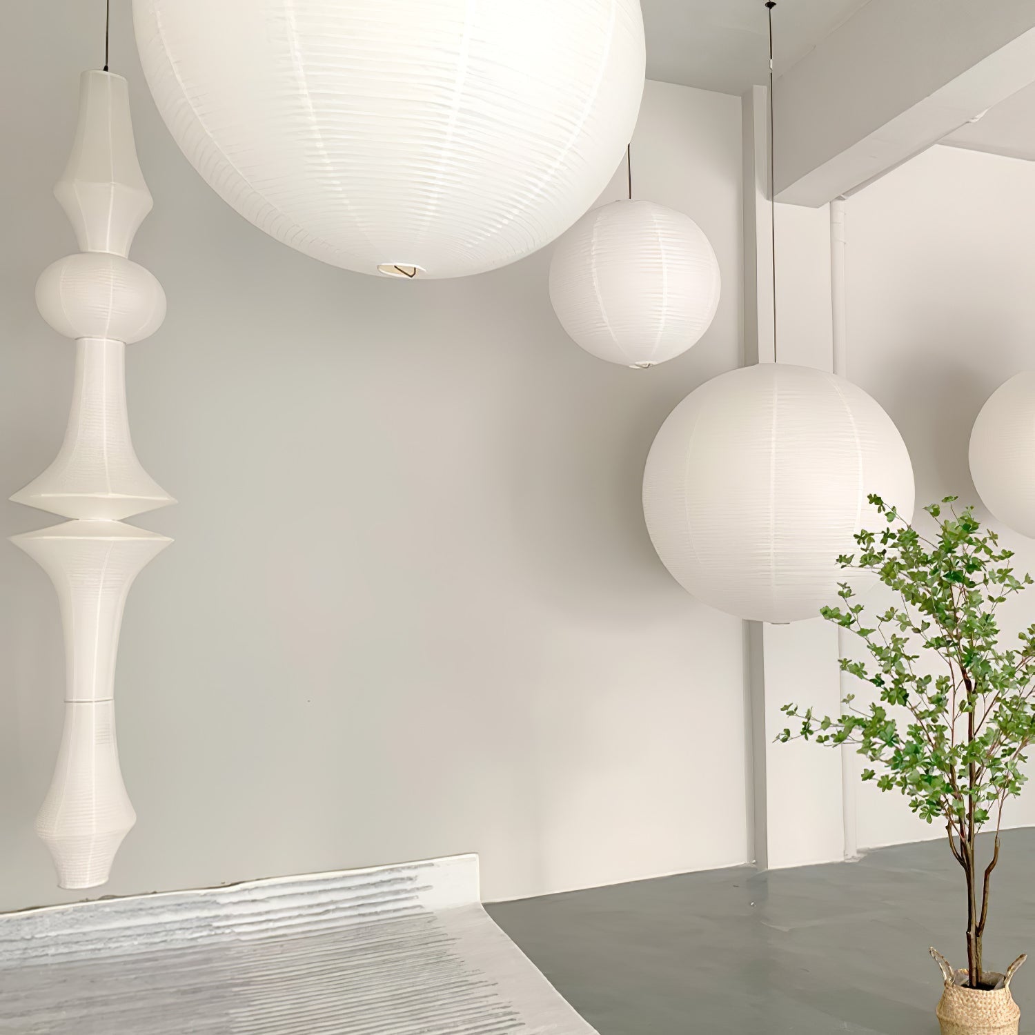 Ritta Lámpara Colgante Vertical Escultural de Papel