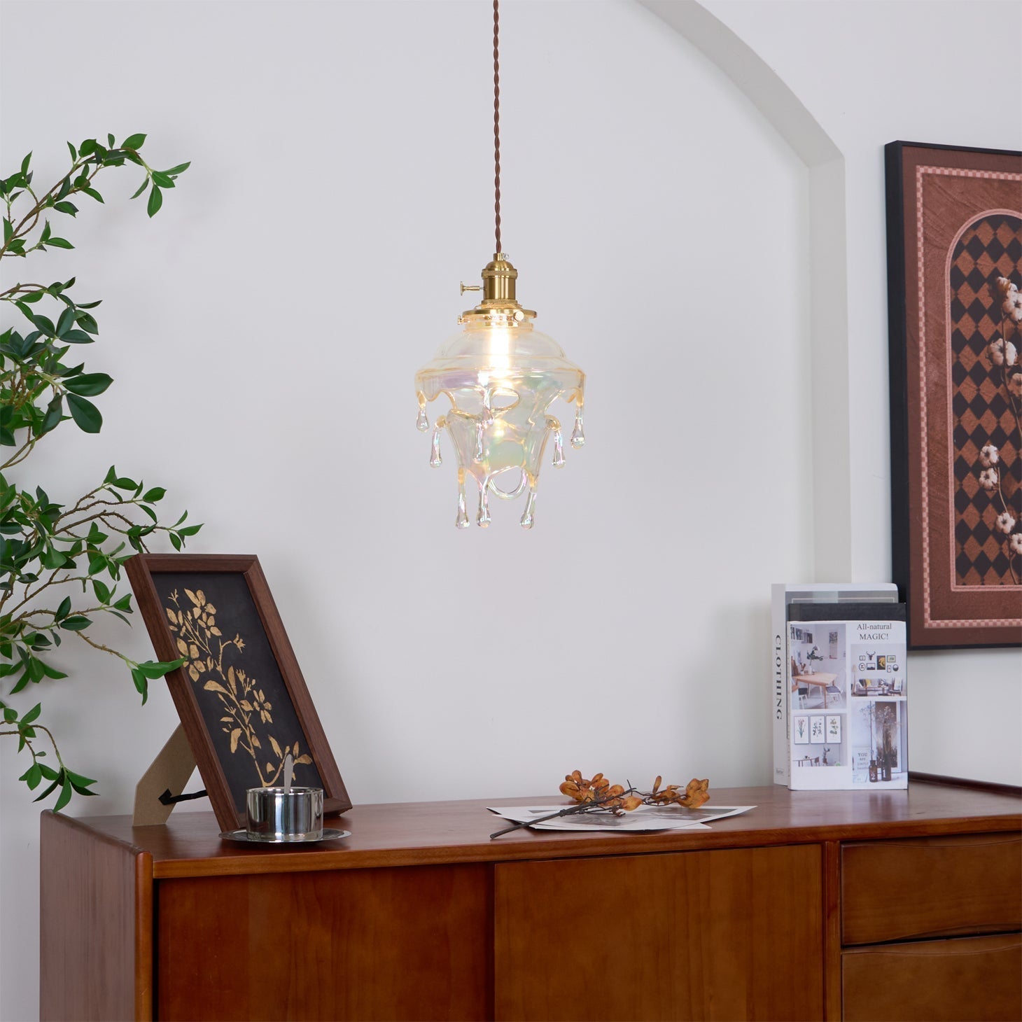 Pendant Lamp Iridescent Water Drop Shade Artistic Glow Contemporary - Letslighting