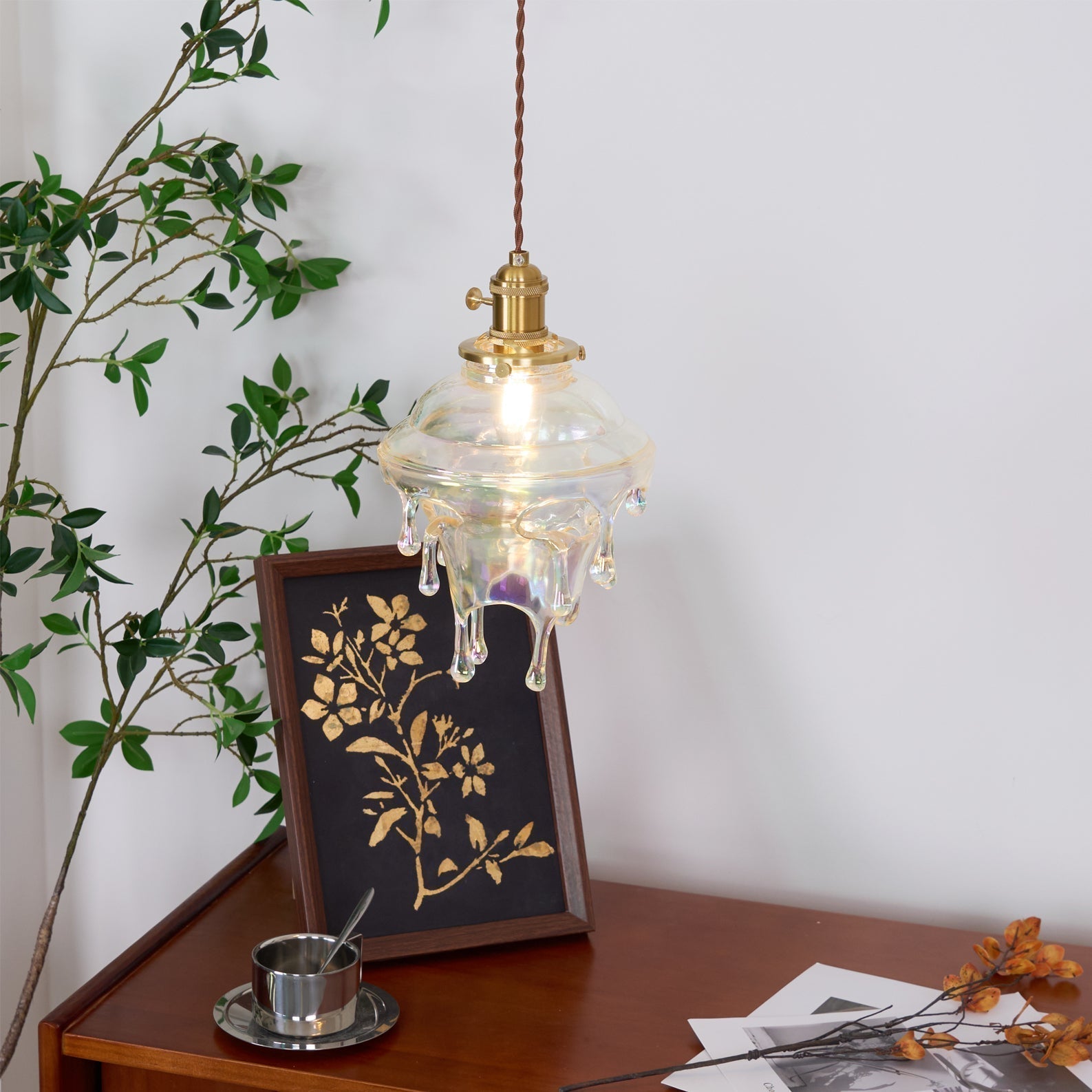 Pendant Lamp Iridescent Water Drop Shade Artistic Glow Contemporary - Letslighting