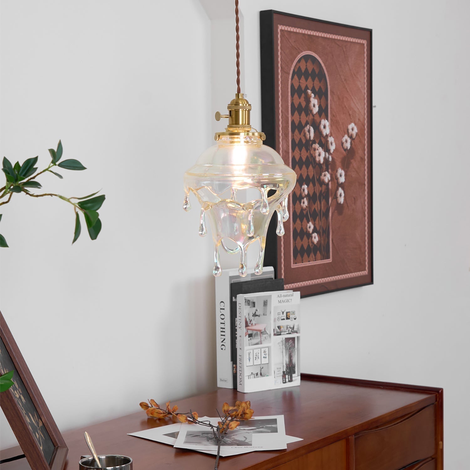 Pendant Lamp Iridescent Water Drop Shade Artistic Glow Contemporary - Letslighting