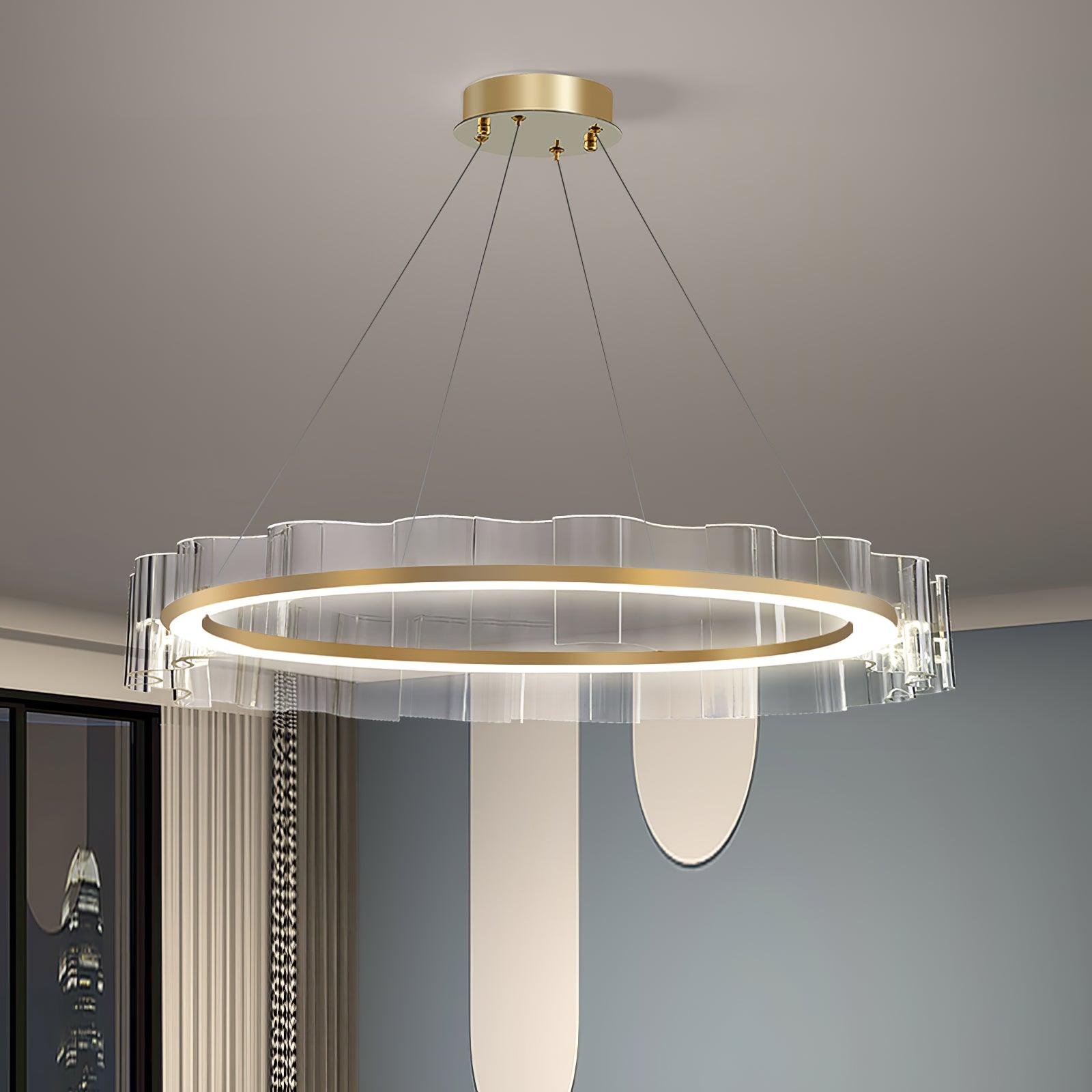 Acoustic Postmodern Luxury Water Wave Glass Metal Chandelier - Letslighting