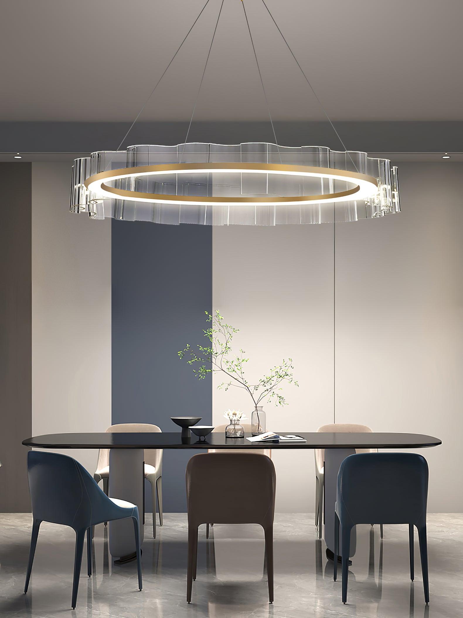 Acoustic Postmodern Luxury Water Wave Glass Metal Chandelier - Letslighting