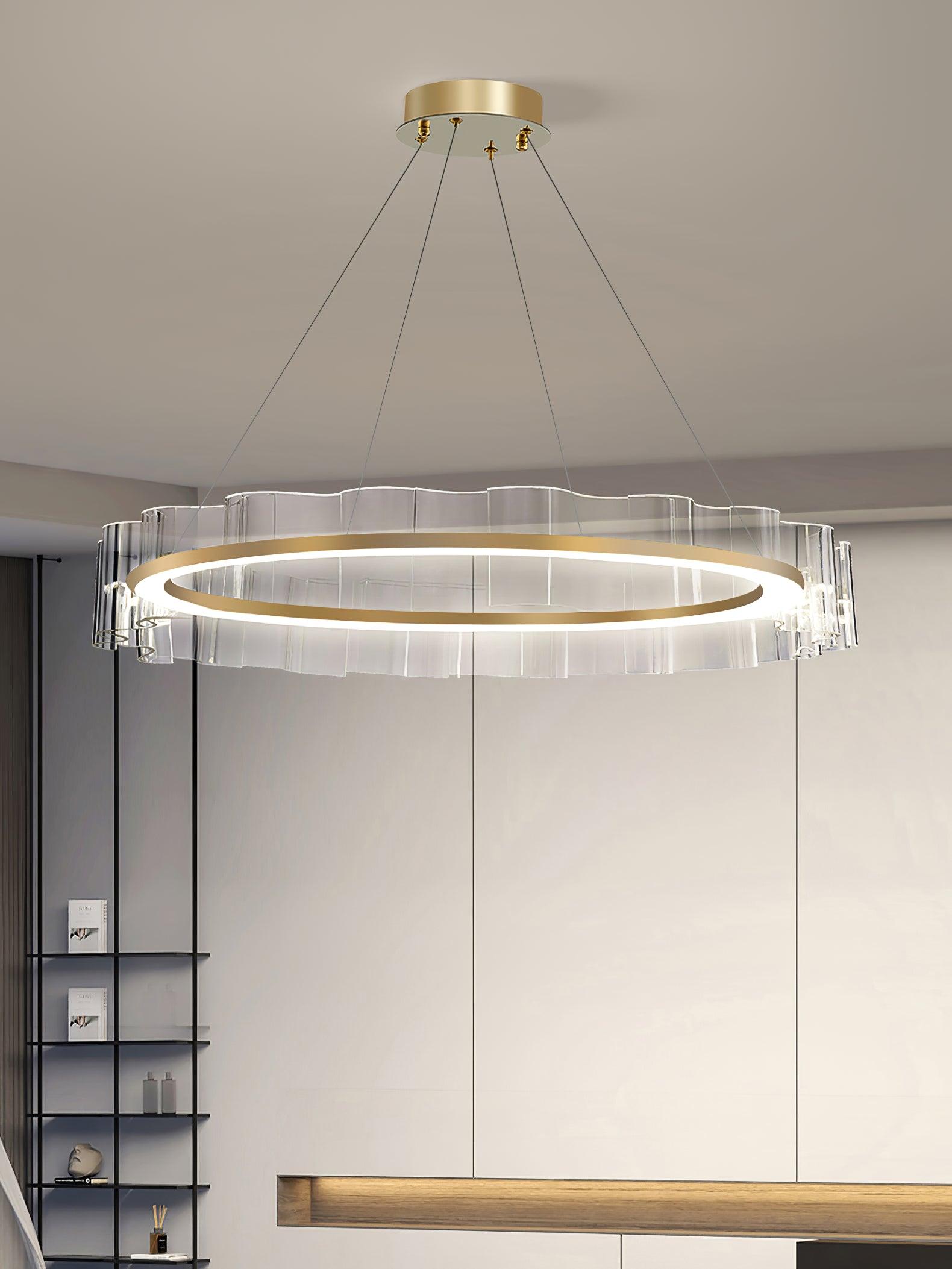 Acoustic Postmodern Luxury Water Wave Glass Metal Chandelier - Letslighting