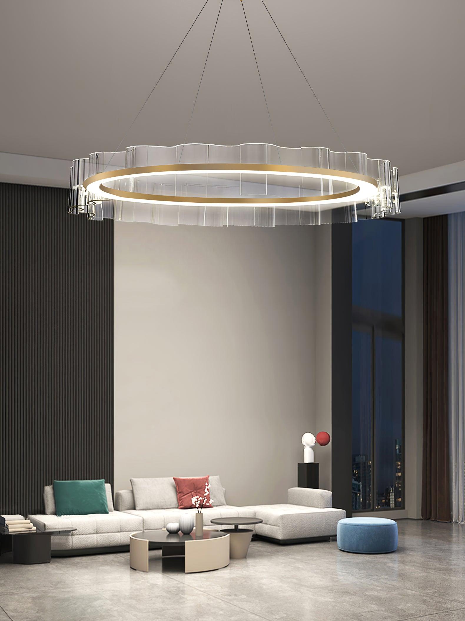 Acoustic Postmodern Luxury Water Wave Glass Metal Chandelier - Letslighting
