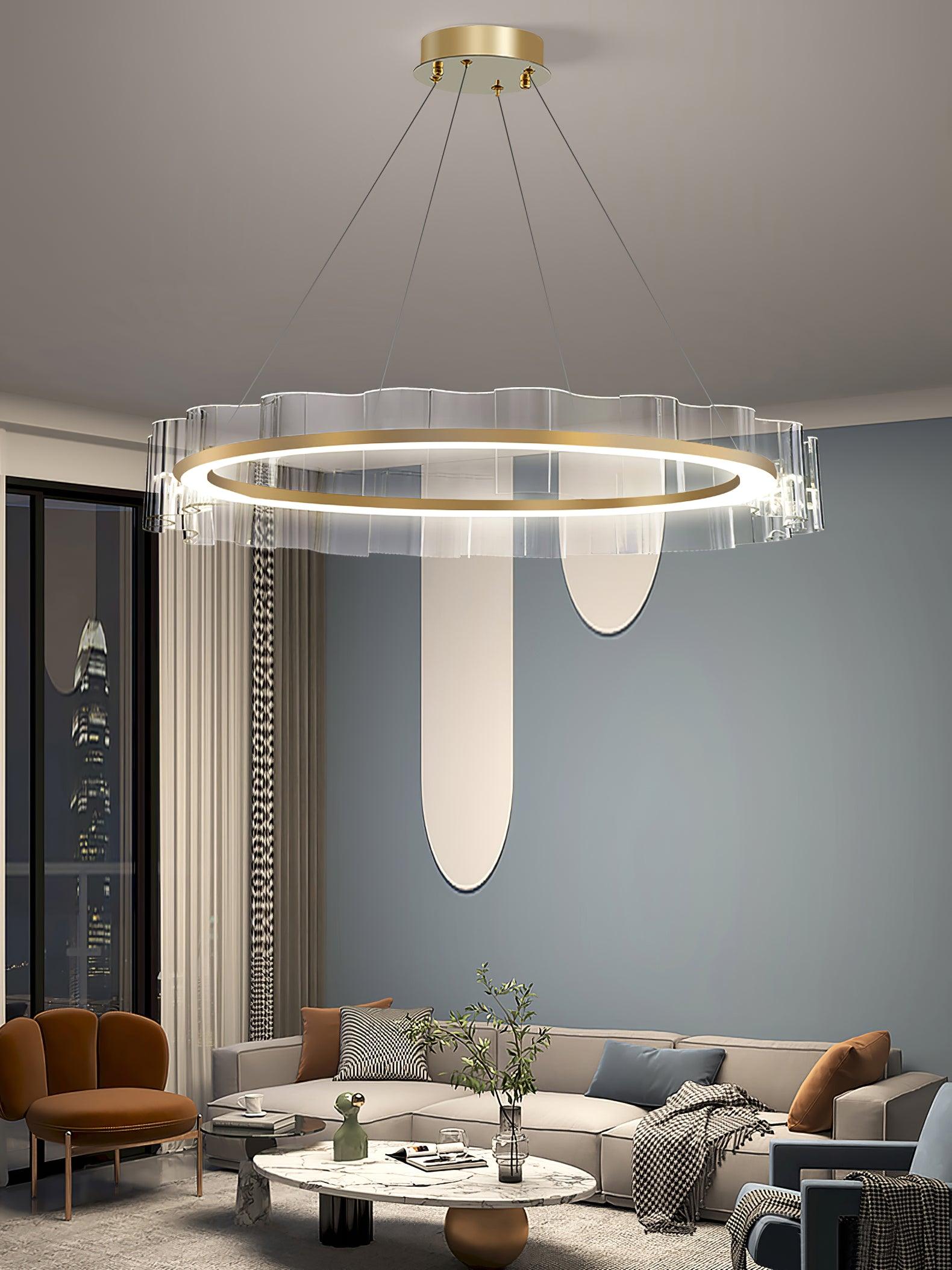 Acoustic Postmodern Luxury Water Wave Glass Metal Chandelier - Letslighting