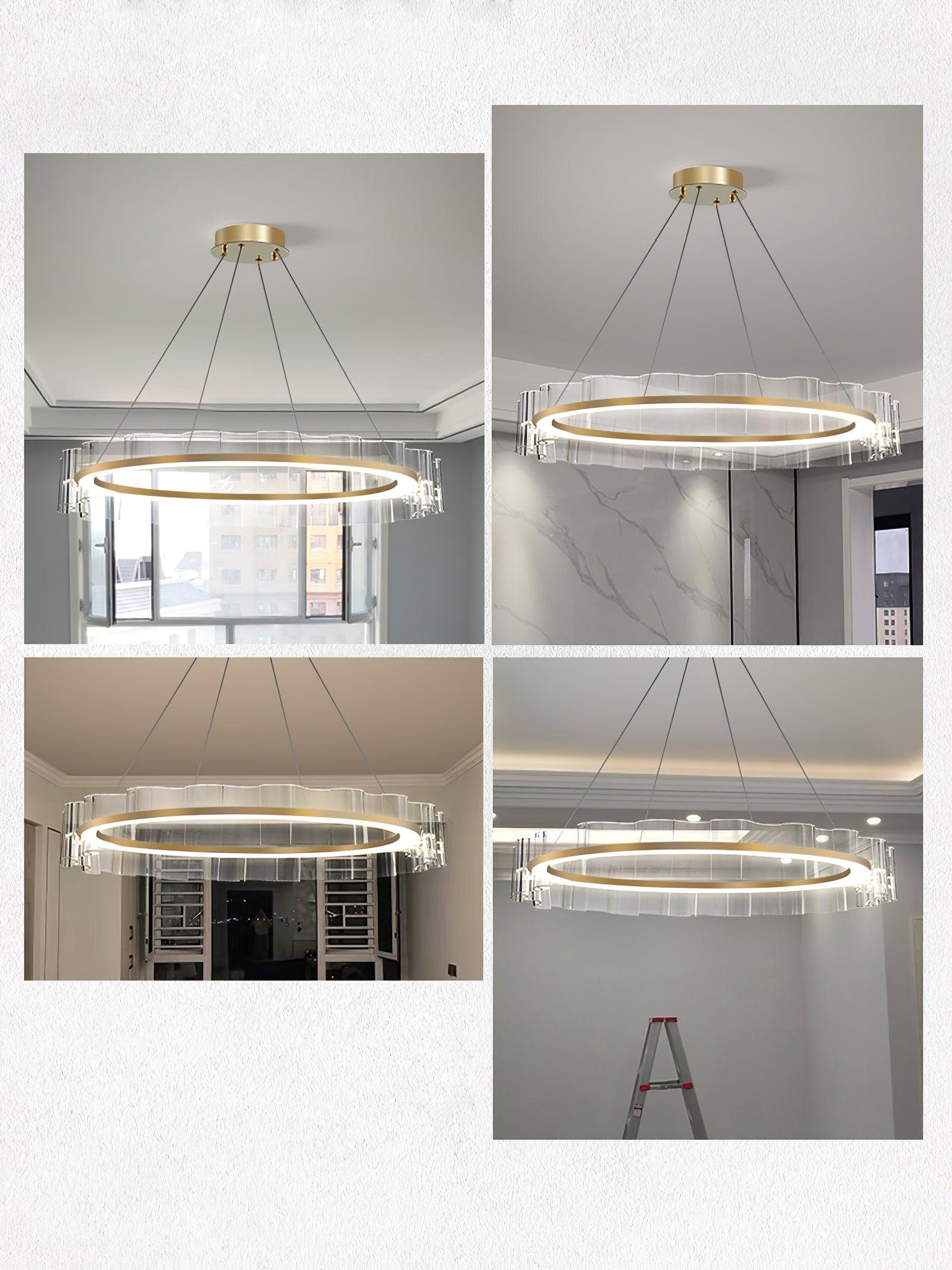 Acoustic Postmodern Luxury Water Wave Glass Metal Chandelier - Letslighting