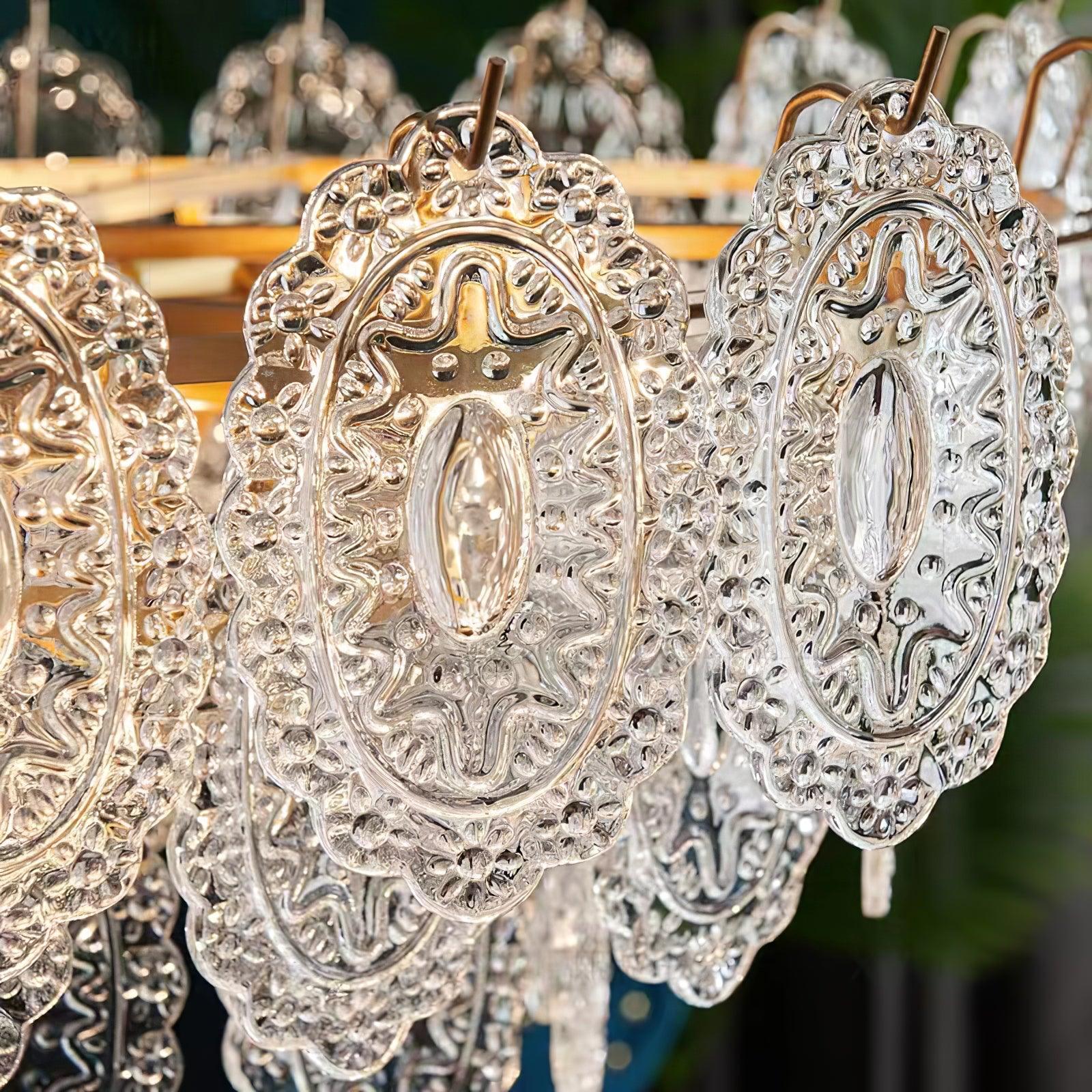 Lustra Chandelier Wave Glass Wrought Iron Elegant - Letslighting