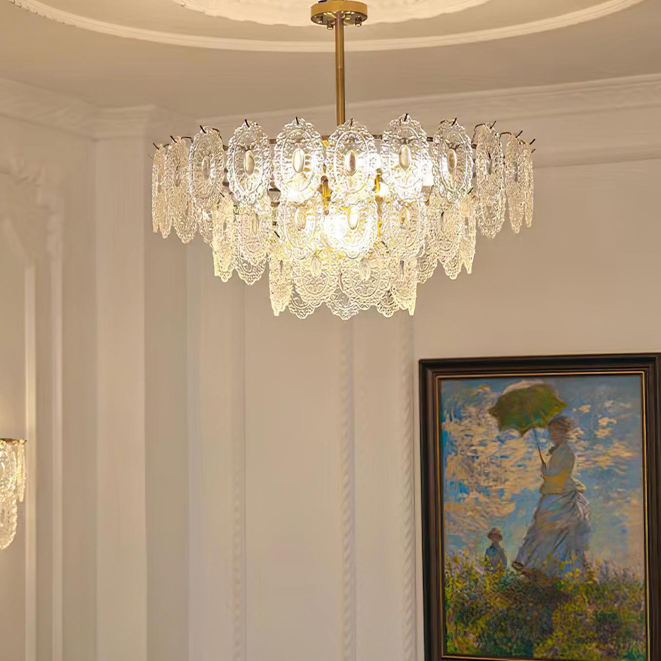 Lustra Chandelier Wave Glass Wrought Iron Elegant - Letslighting