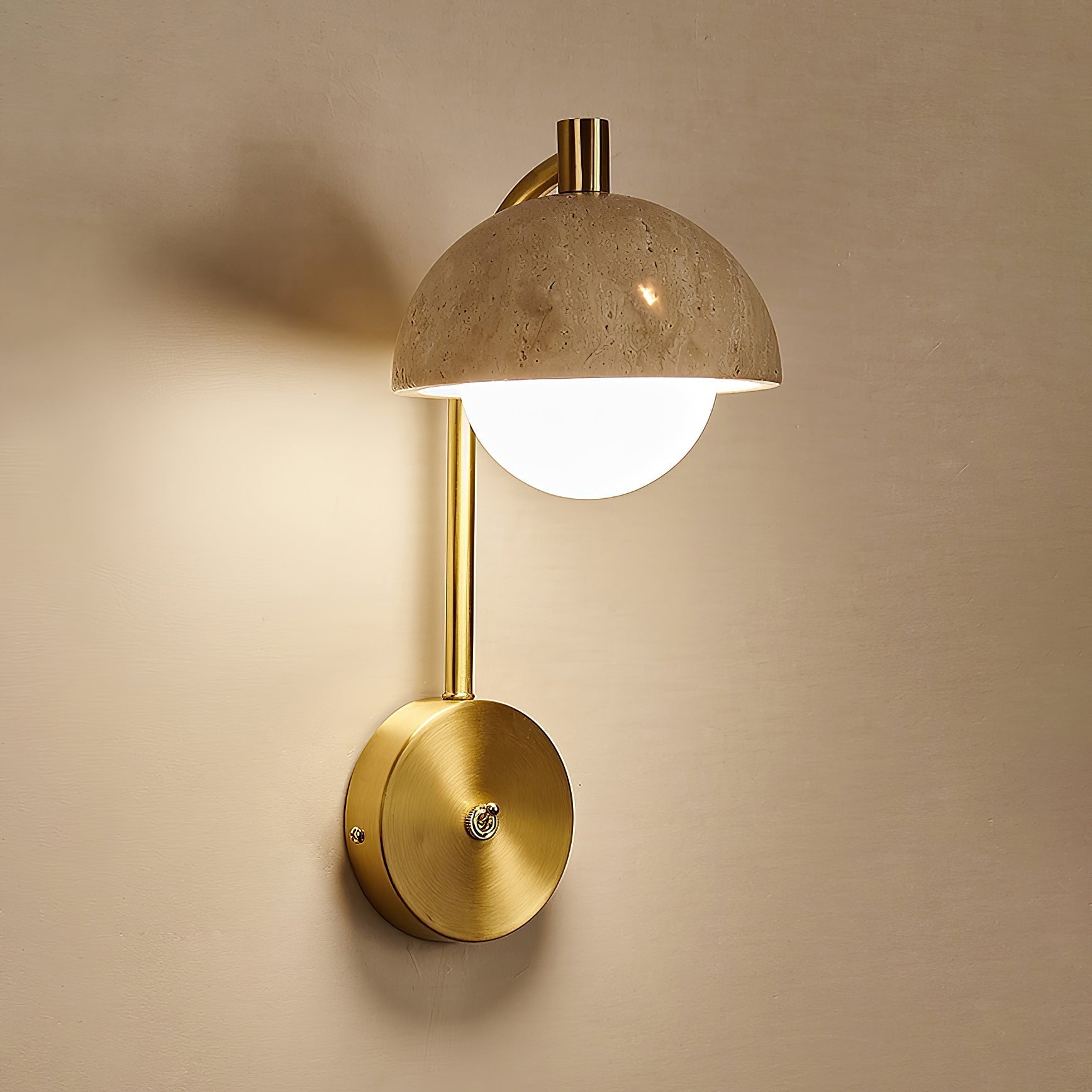 Civarir Modern Minimalist Beige Travertine Wall Lamp - Lamp Copper