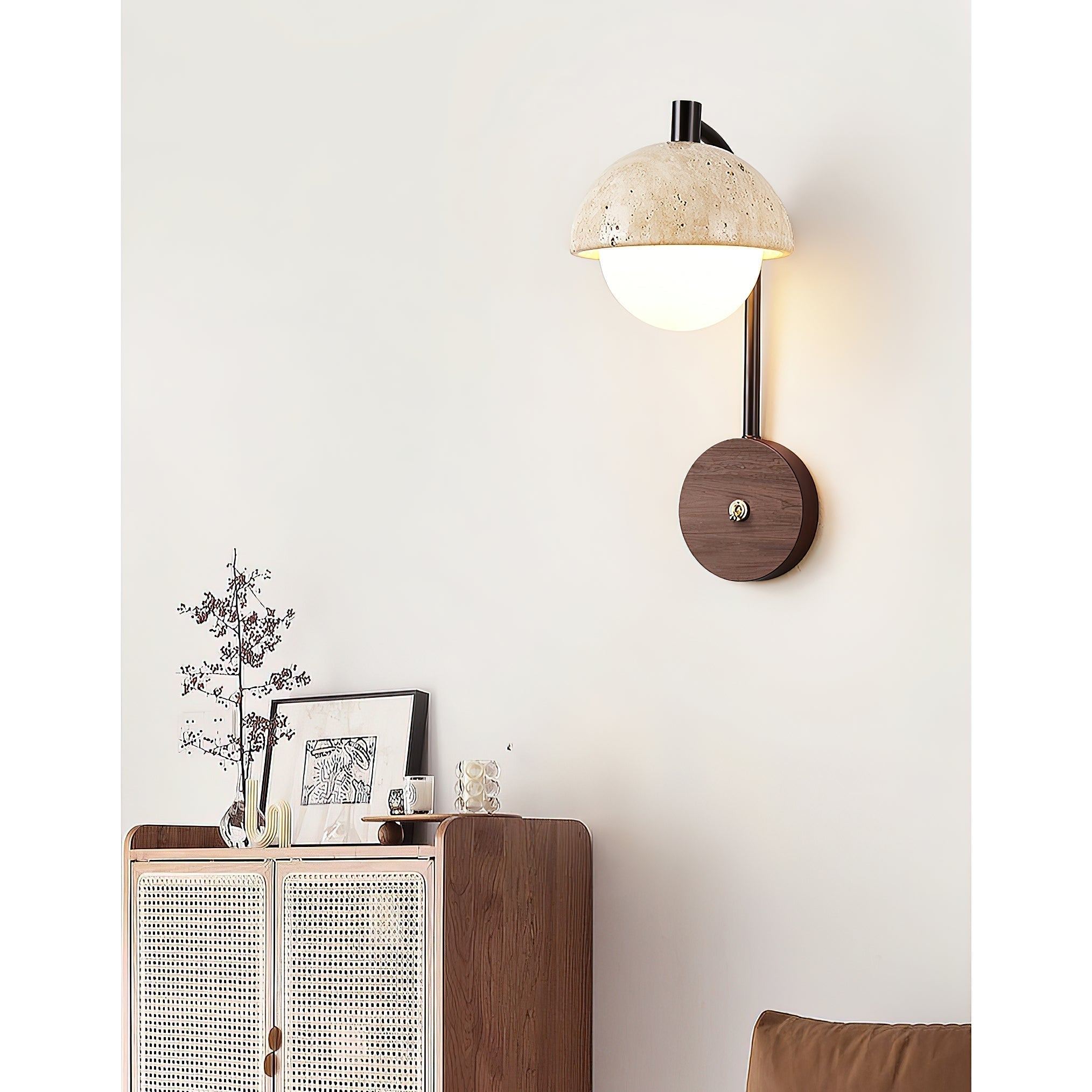 Civarir Modern Minimalist Beige Travertine Wall Lamp - Lamp Copper
