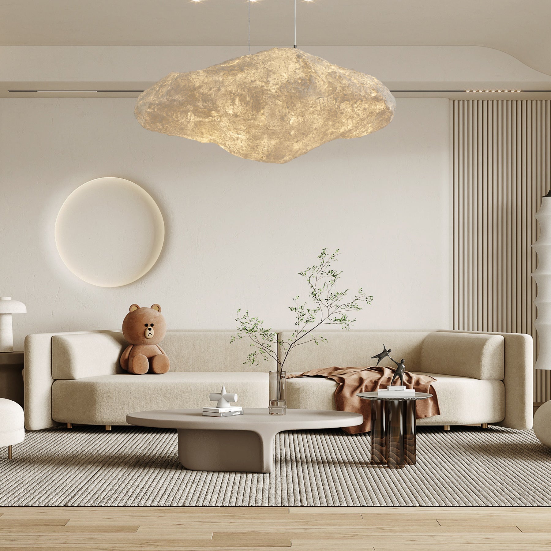 Elliros Textured Paper Pulp Pendant Light - Letslighting