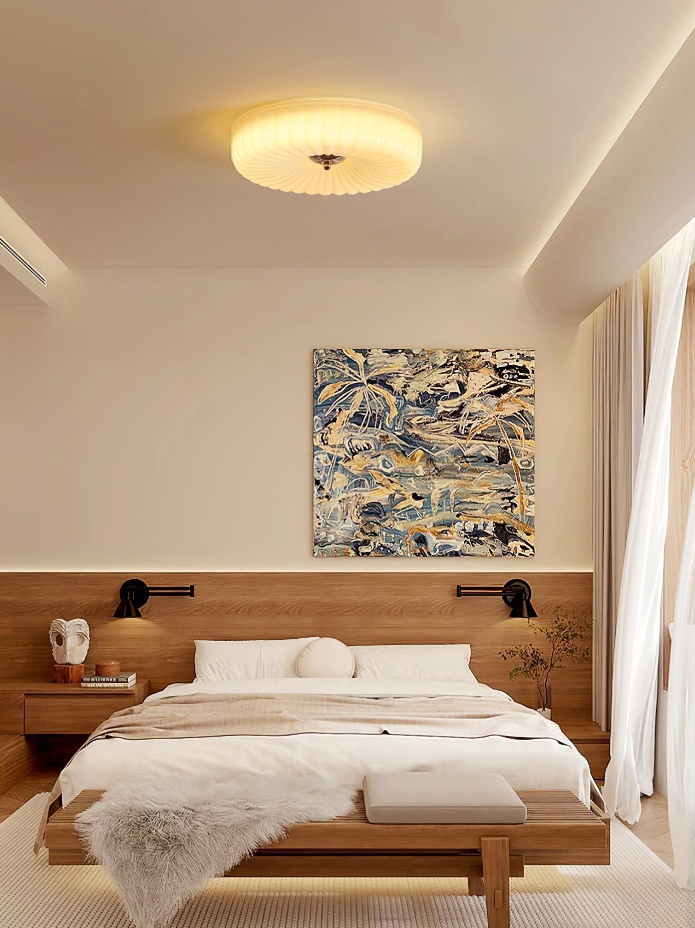 Zathee Modern Minimalist Glass Metal Flush Mount Ceiling Light - Lamp Copper