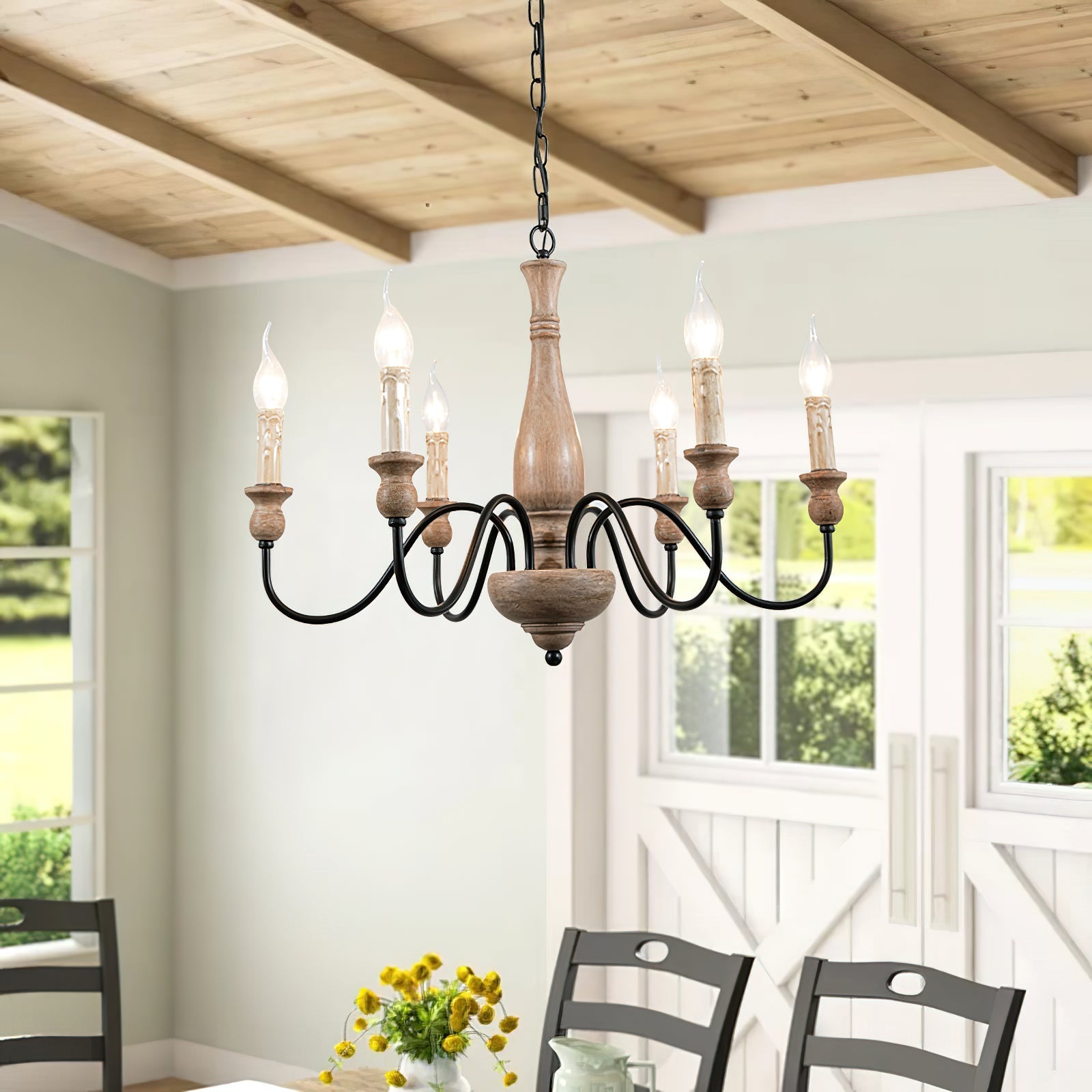Aurora Chandelier Farmhouse Rustic - Letslighting