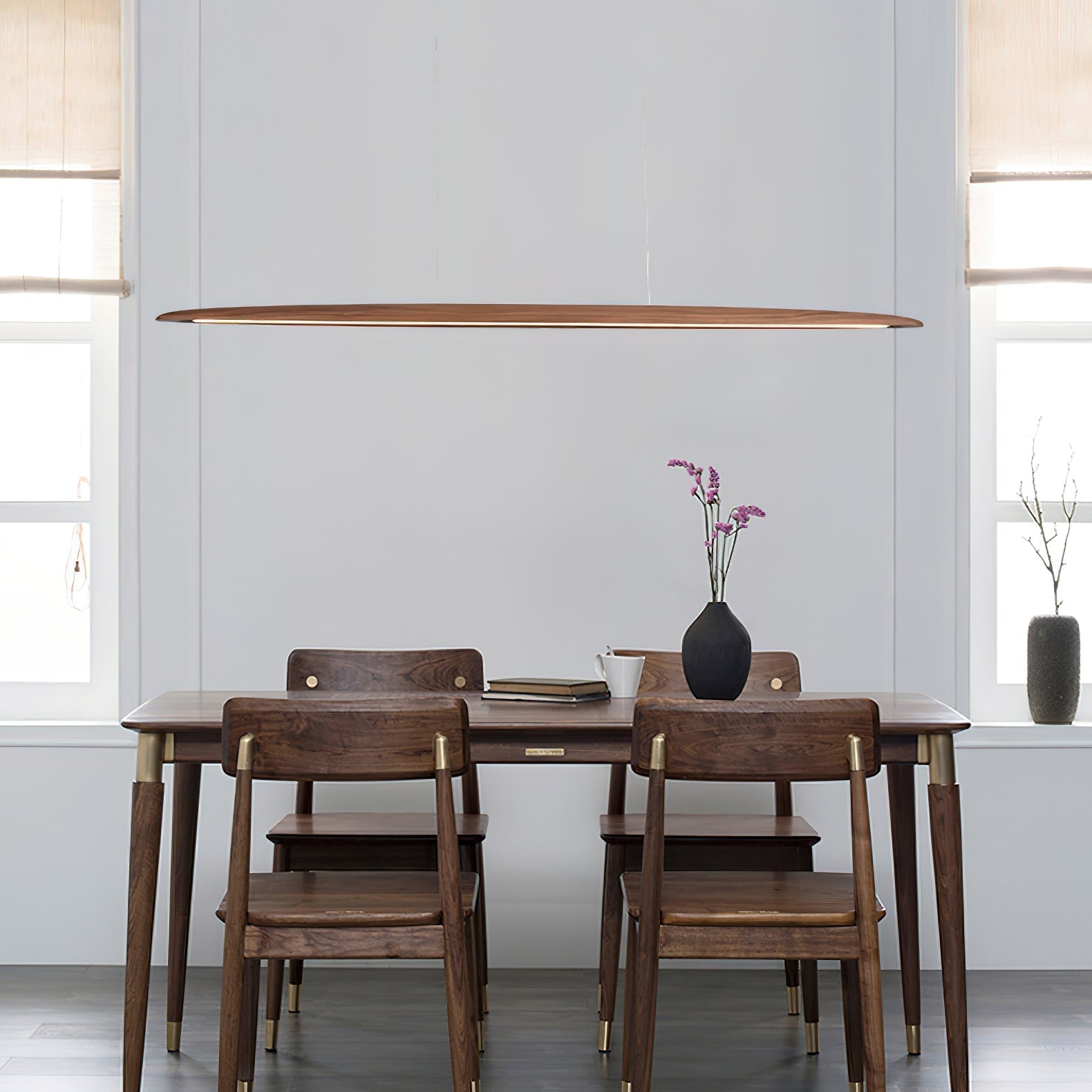 Zing Modern Minimalist Walnut Wood Pendant Lamp - Lamp Copper