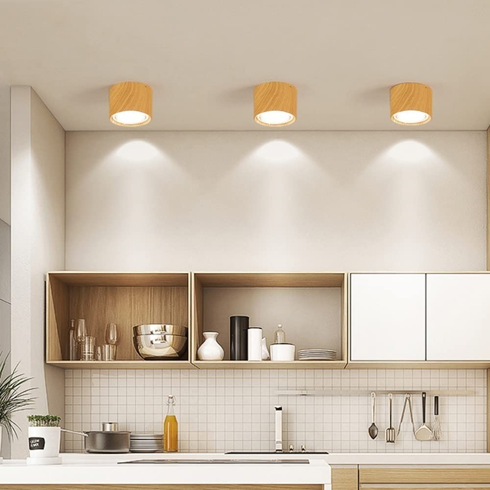 Muto Moderno Redondo Plafón Madera/Negro Metal/Acrílico Salón