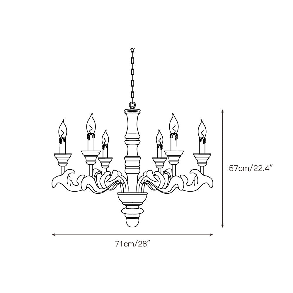 Vovynan Luxury Roman Column Wooden Chandelier - Lamp Copper