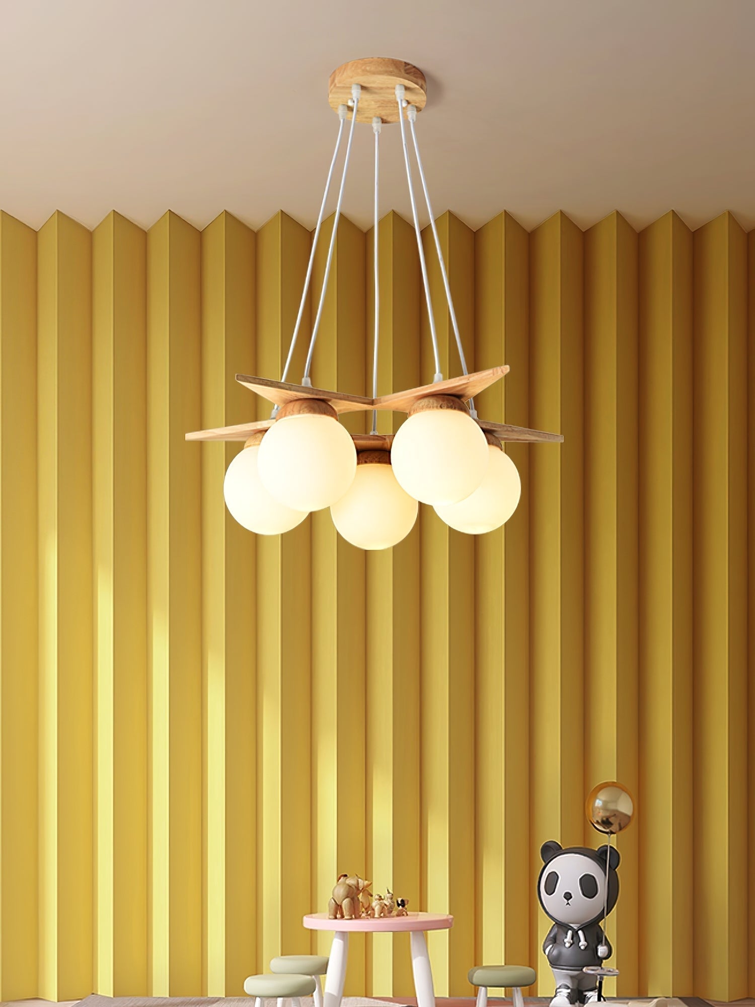 Zothaus Premium Nordic Star Glass Wooden Chandelier - Lamp Copper