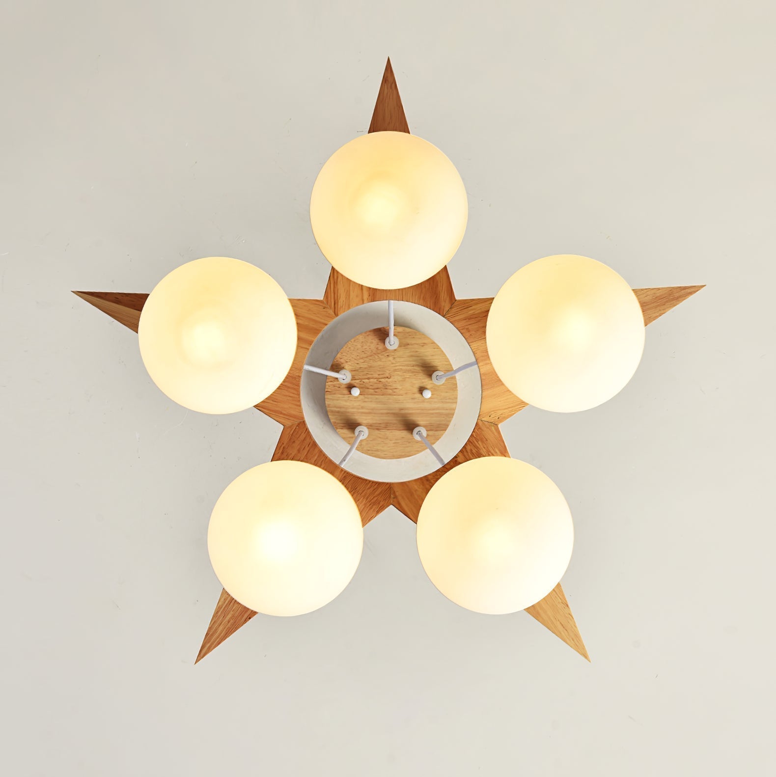 Zothaus Premium Nordic Star Glass Wooden Chandelier - Lamp Copper