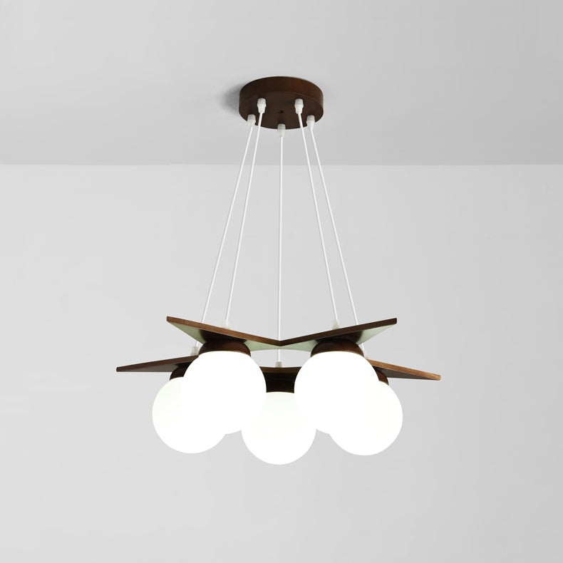 Zothaus Premium Nordic Star Glass Wooden Chandelier - Lamp Copper
