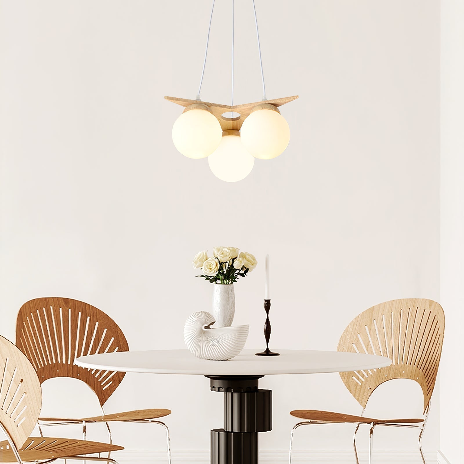 Zothaus Premium Nordic Star Glass Wooden Chandelier - Lamp Copper