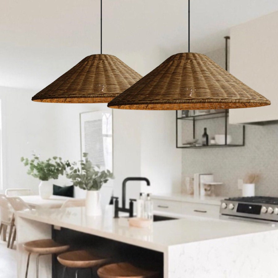 Muto Vintage Hecho a Mano LED Ratán Lámpara Colgante Salón