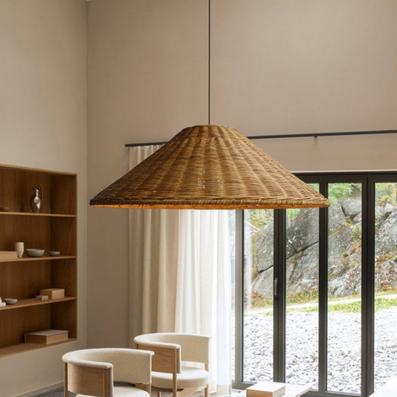Muto Vintage Hecho a Mano LED Ratán Lámpara Colgante Salón
