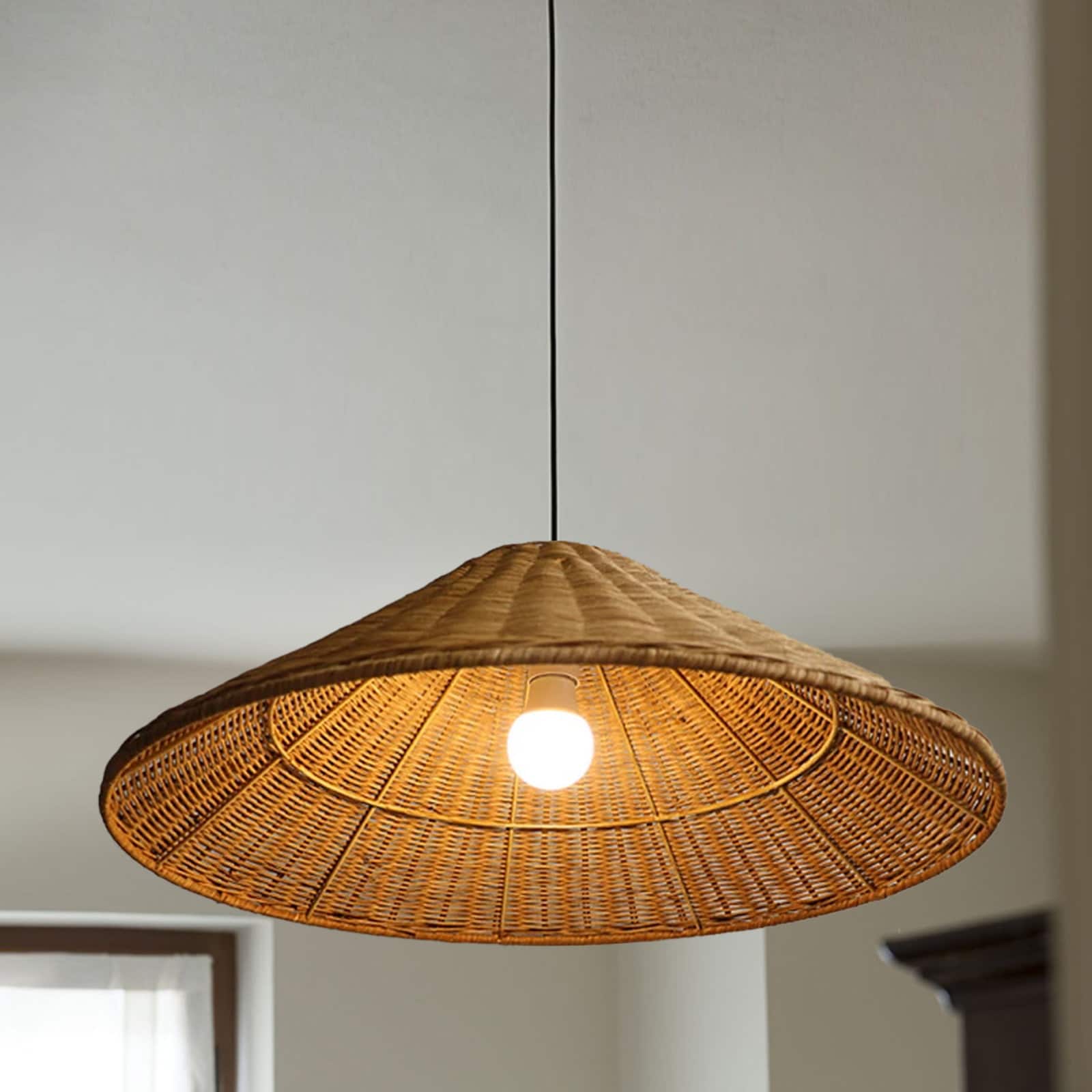 Muto Vintage Hecho a Mano LED Ratán Lámpara Colgante Salón