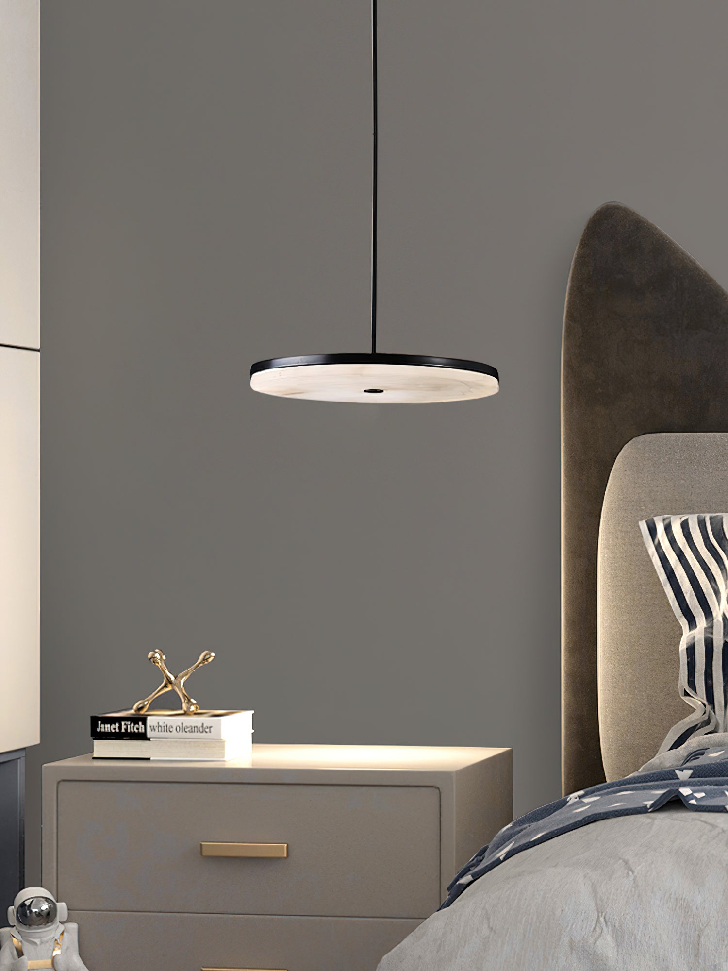 Utalion Modern Minimalist Metal Alabaster Pendant Light - Lamp Copper