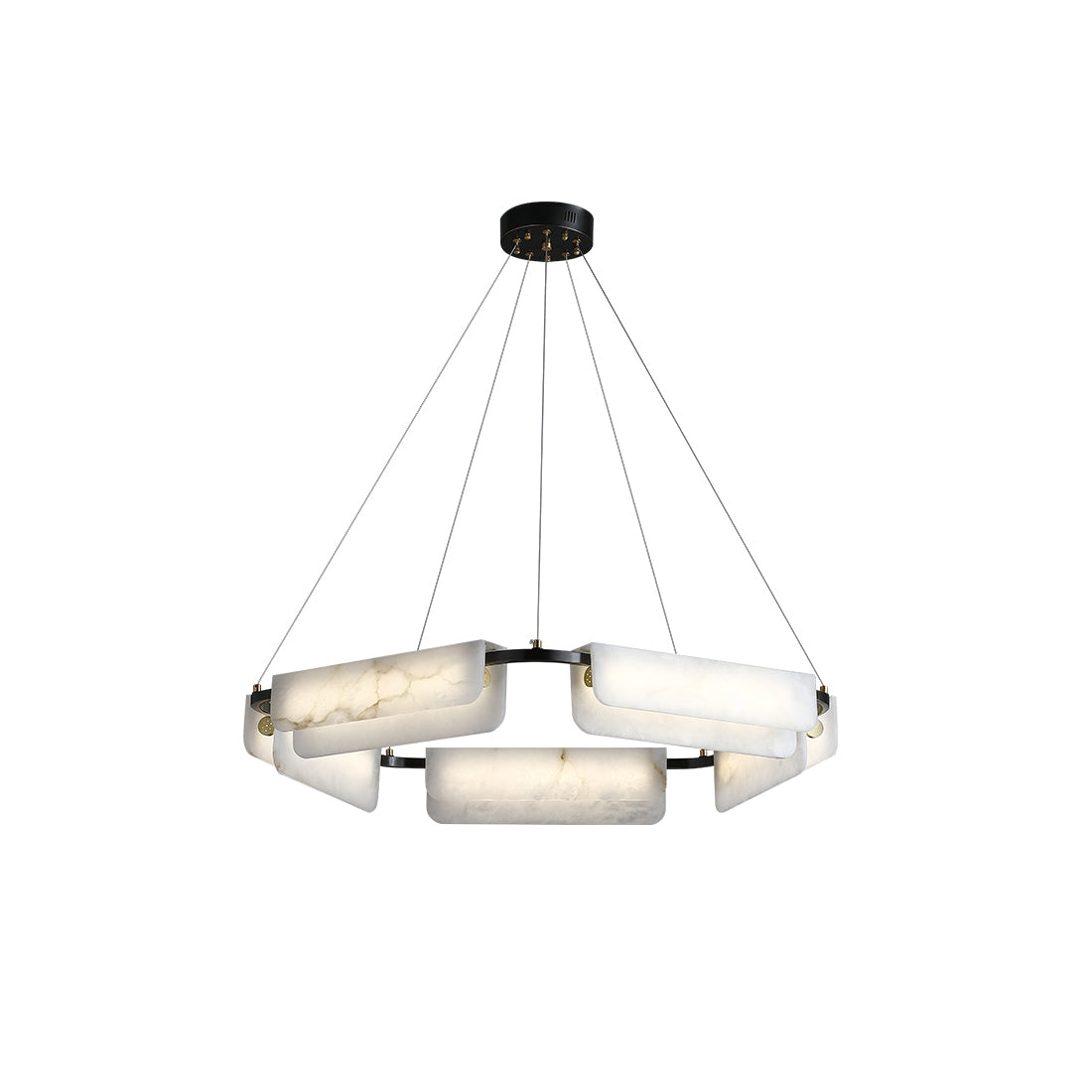 Syphaen Postmodern Luxury Metal Alabaster Chandelier - Lamp Copper