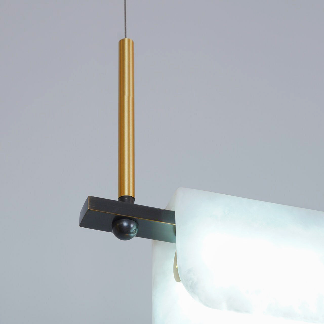 Eshaisra Modern Minimalist Metal Alabaster Pendant Light - Lamp Copper