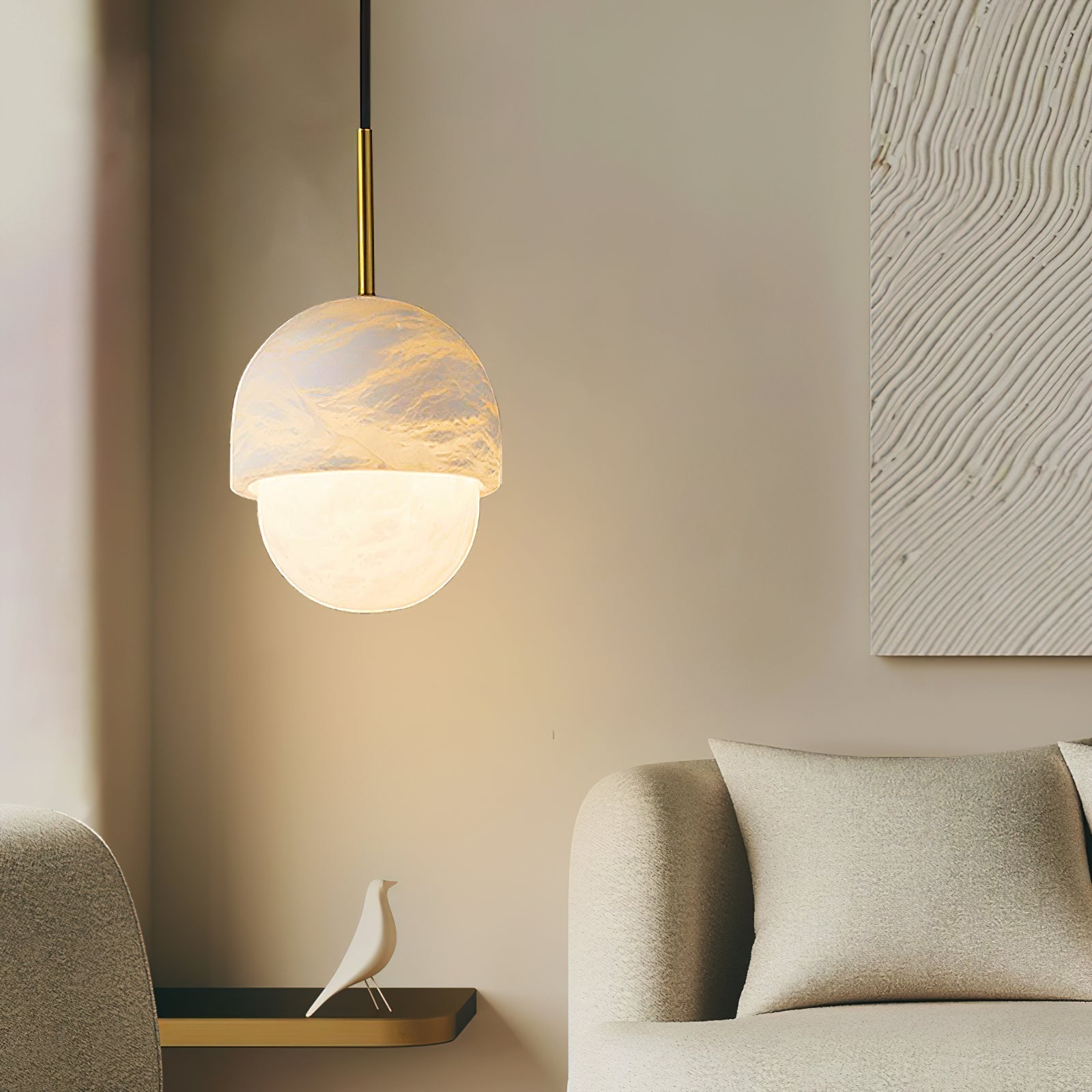 Aurzorus Modern Minimalist Art Alabaster Pendant Light - Lamp Copper