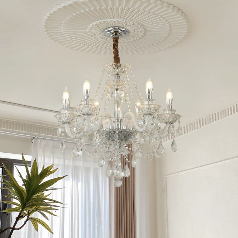 Silva Francés Cristal Metal Lámparas de Araña Salón Comedor
