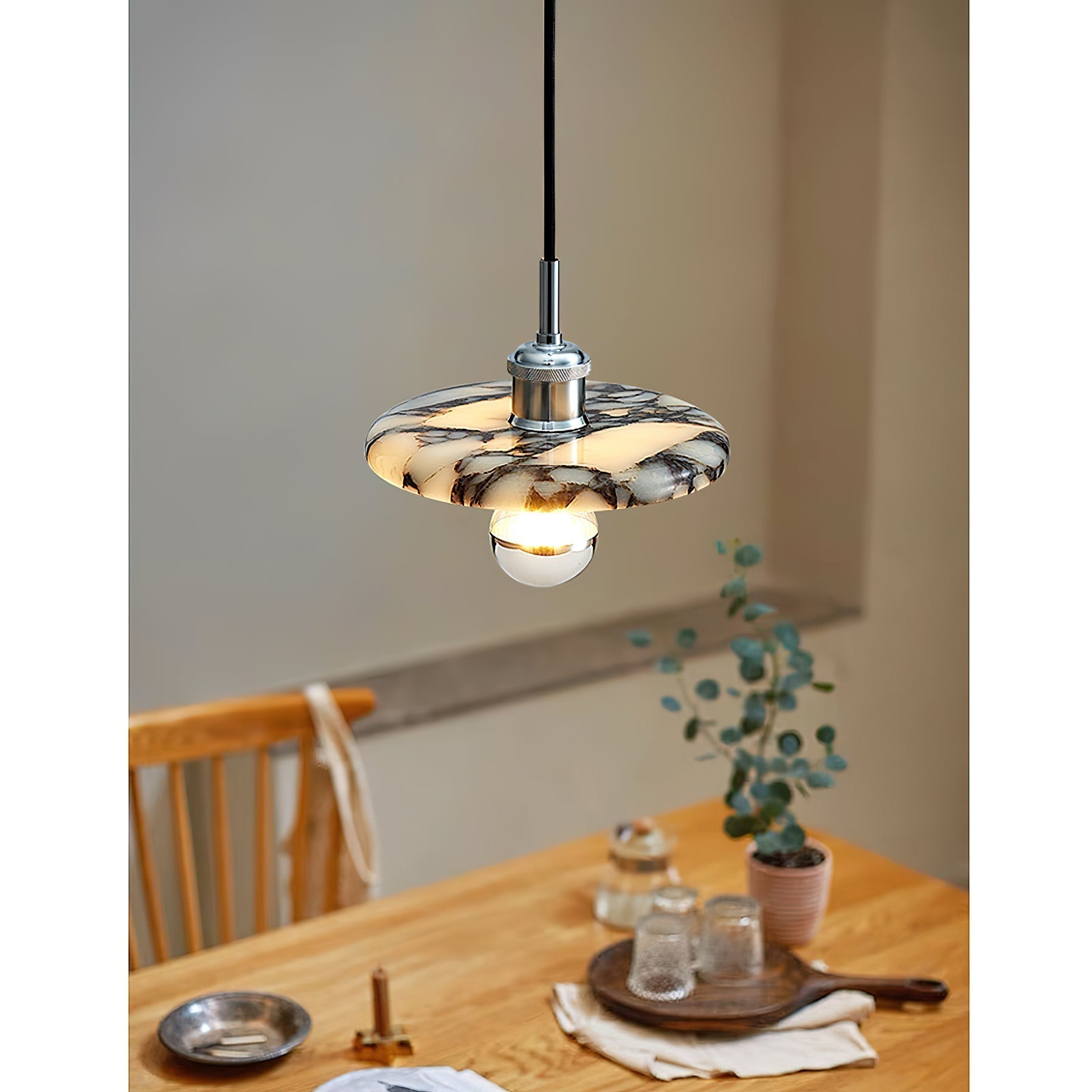 Ovelion Premium Nordic Art Marble Metal Pendant Lamp - Lamp Copper