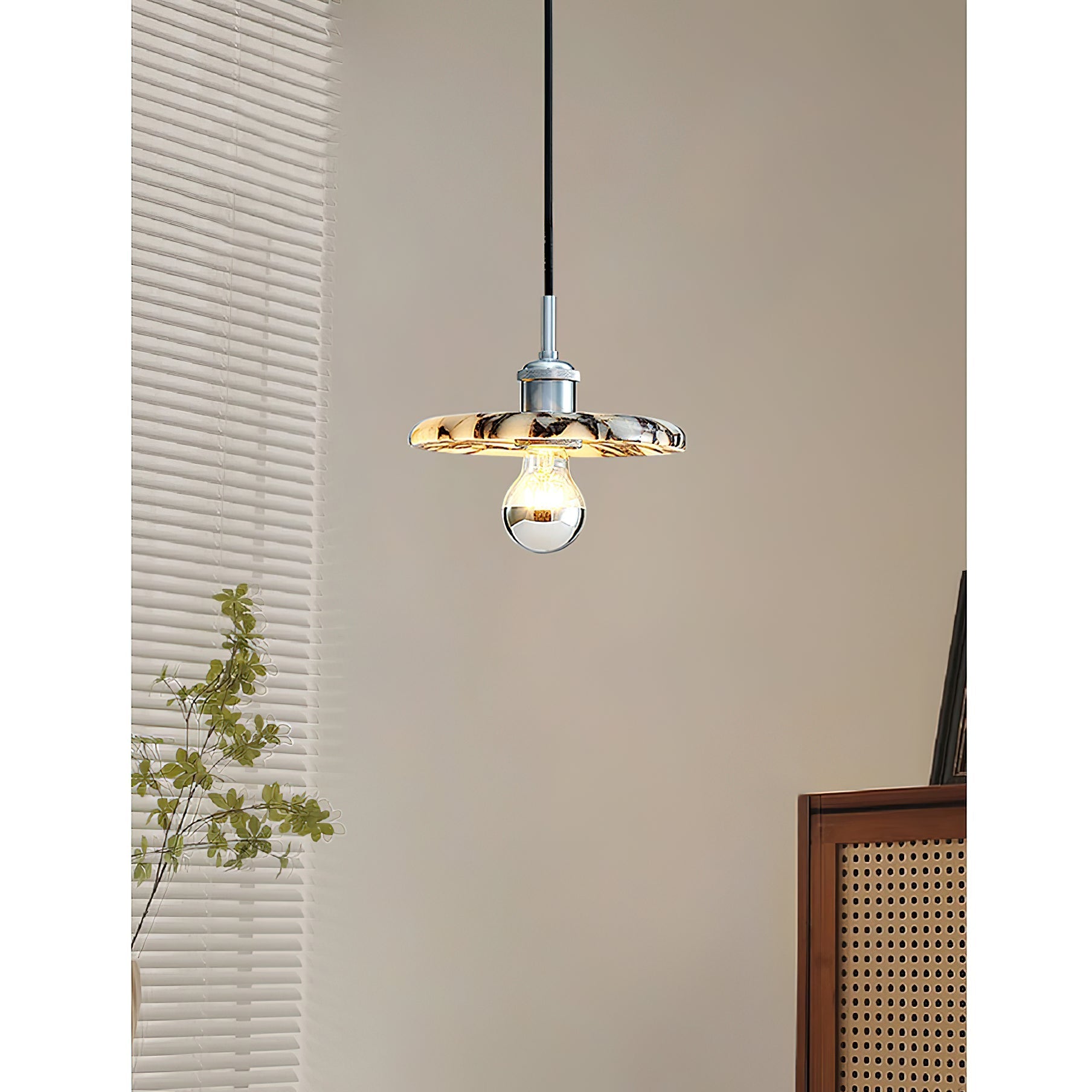 Ovelion Premium Nordic Art Marble Metal Pendant Lamp - Lamp Copper