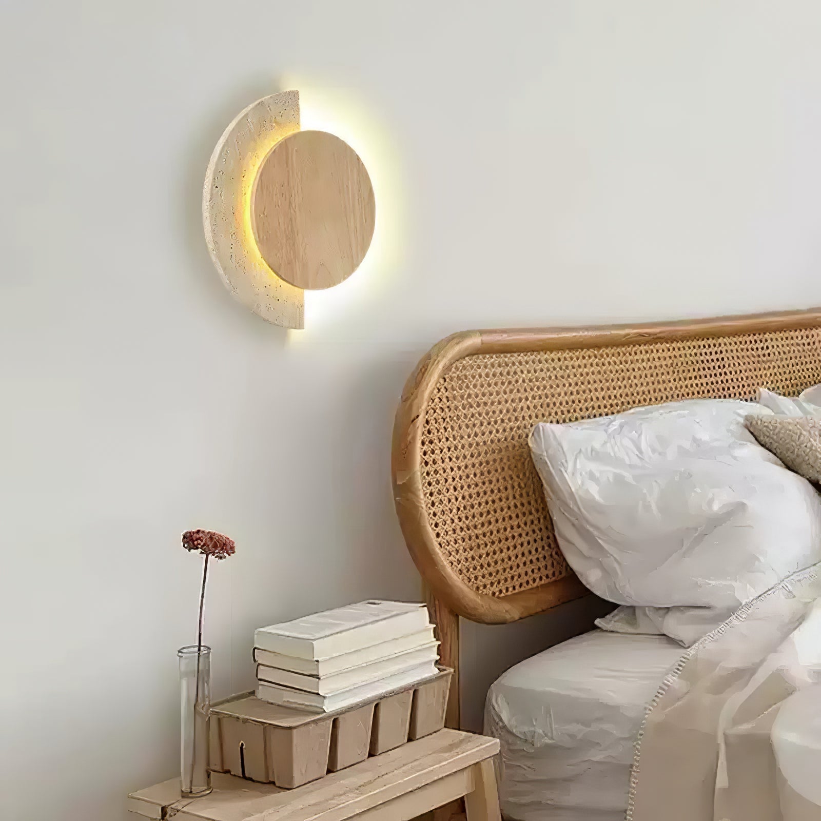 Coraeen Half-Moon Travertine Wall Light - Letslighting