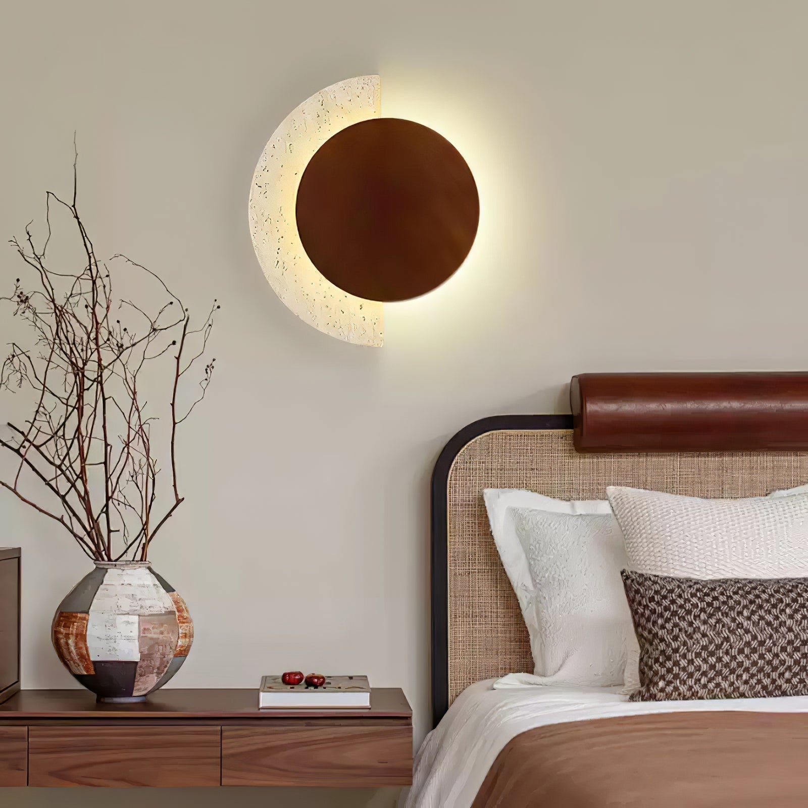 Coraeen Half-Moon Travertine Wall Light - Letslighting