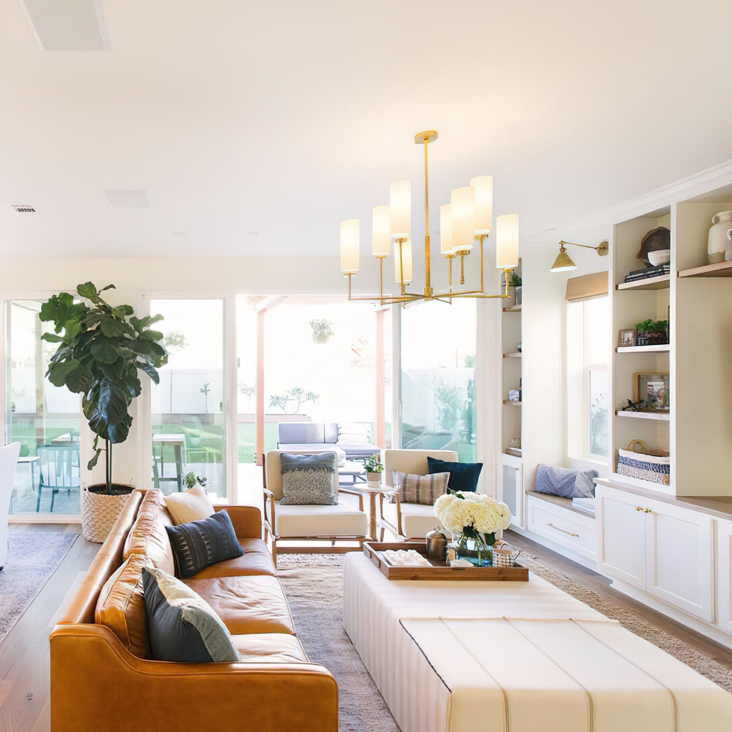 Artemis Chandelier Brass Fabric