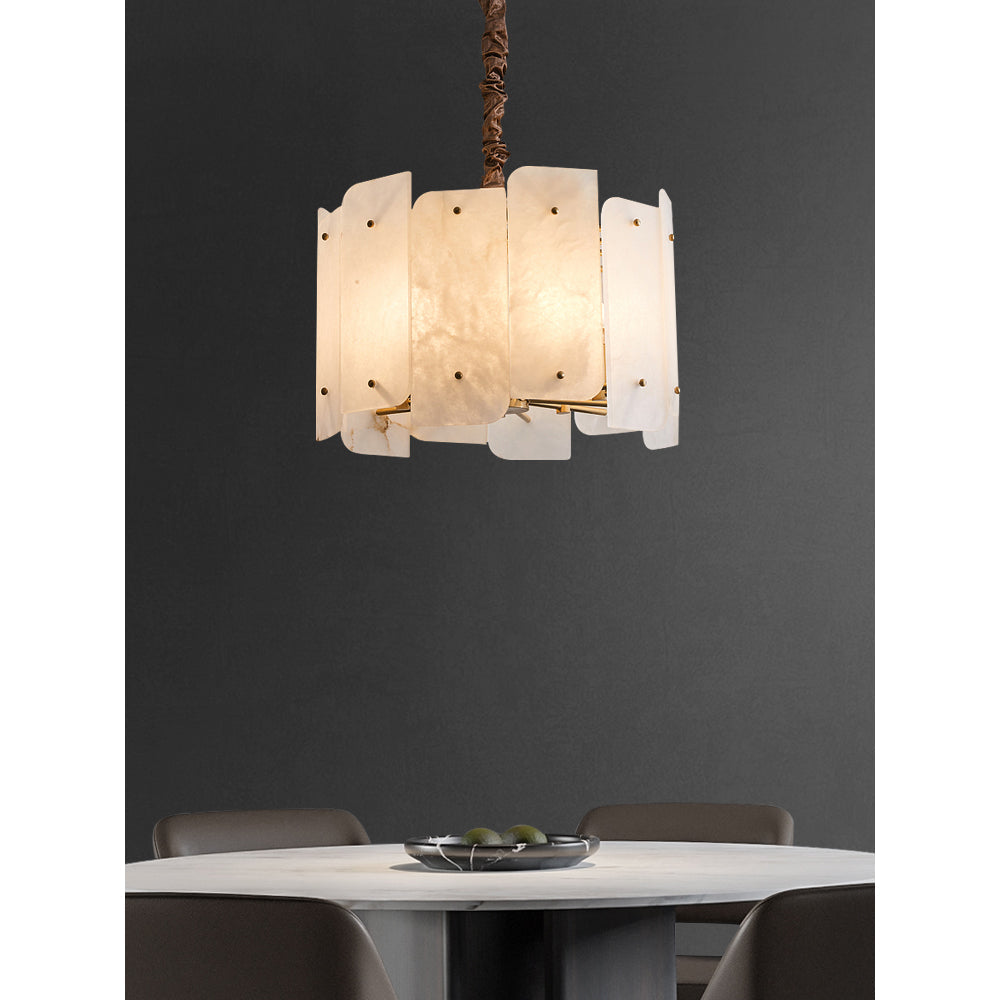 Zoe Postmodern Luxury Tiered Alabaster Chandelier - Lamp Copper