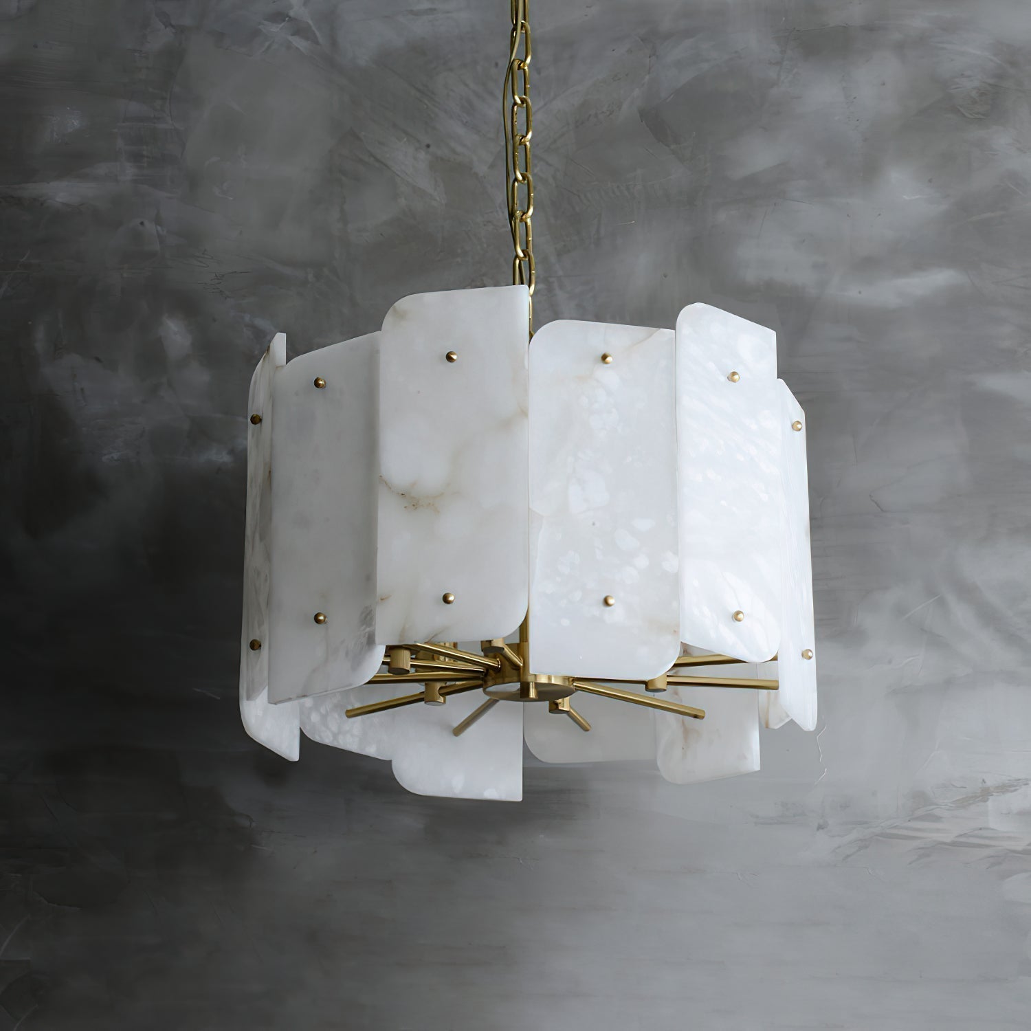 Zoe Postmodern Luxury Tiered Alabaster Chandelier - Lamp Copper