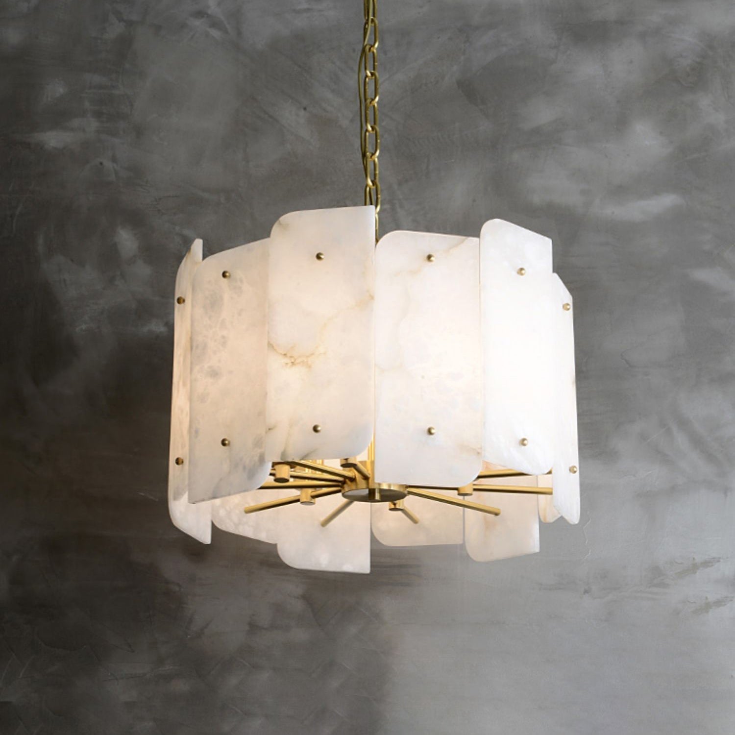 Zoe Postmodern Luxury Tiered Alabaster Chandelier - Lamp Copper
