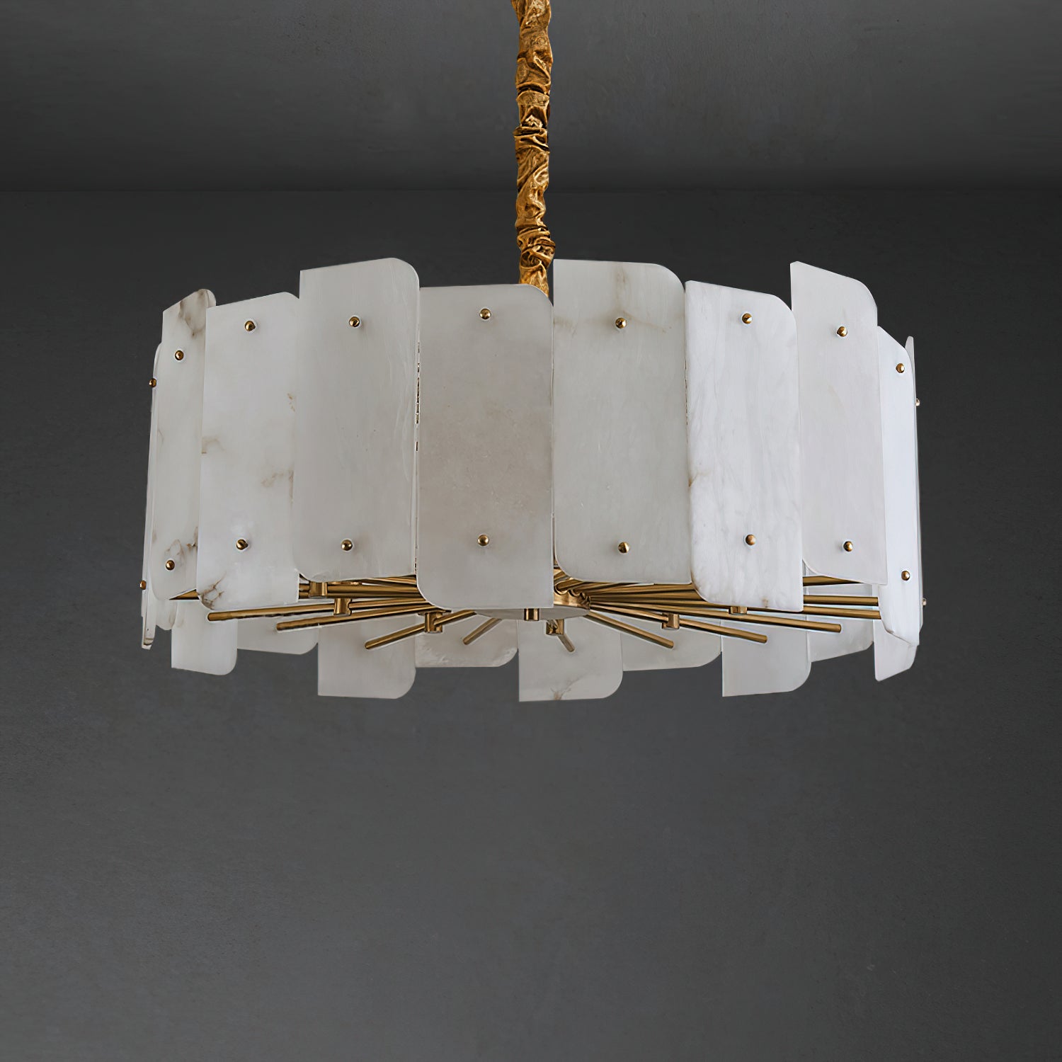 Zoe Postmodern Luxury Tiered Alabaster Chandelier - Lamp Copper