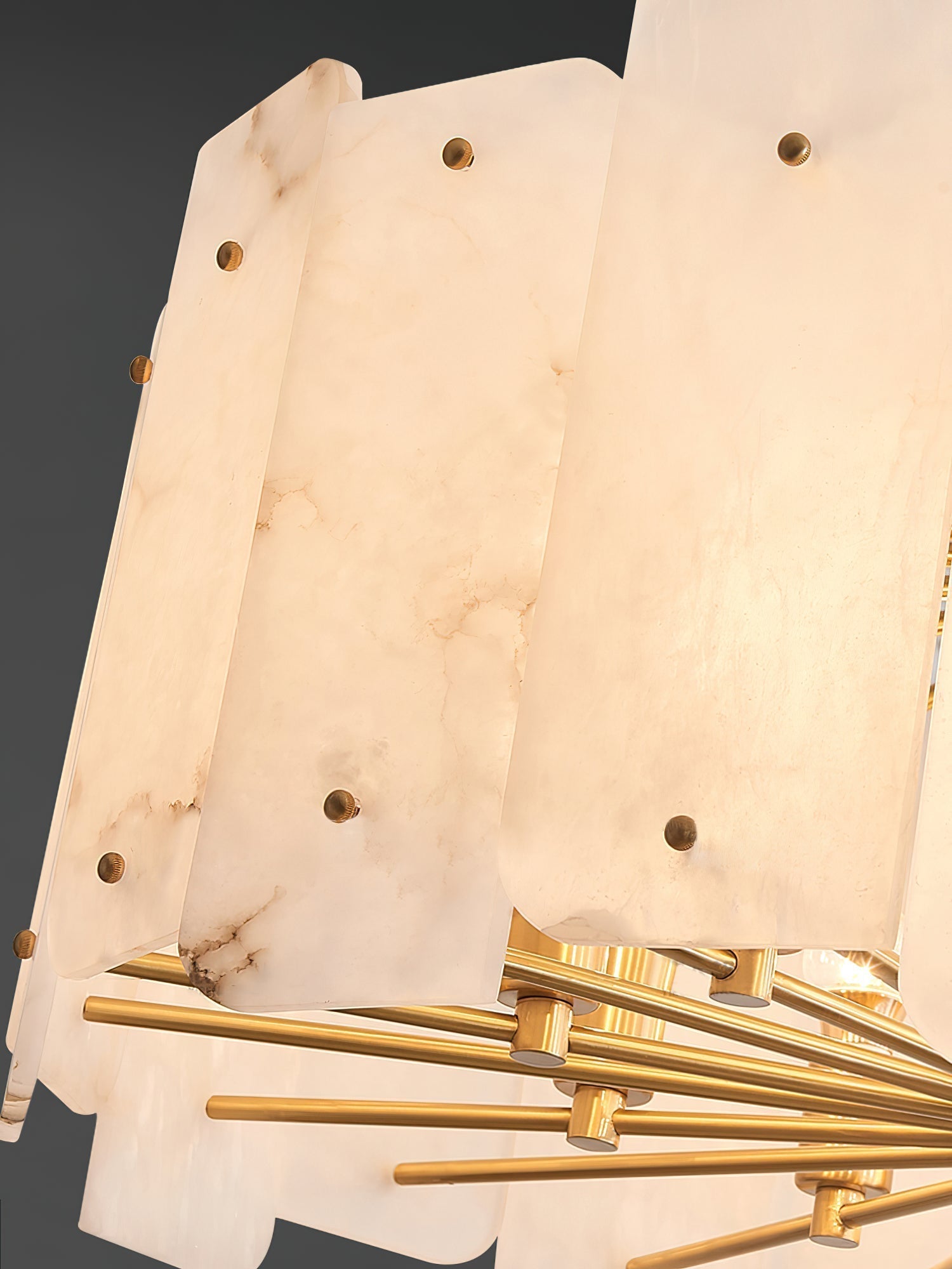 Zoe Postmodern Luxury Tiered Alabaster Chandelier - Lamp Copper